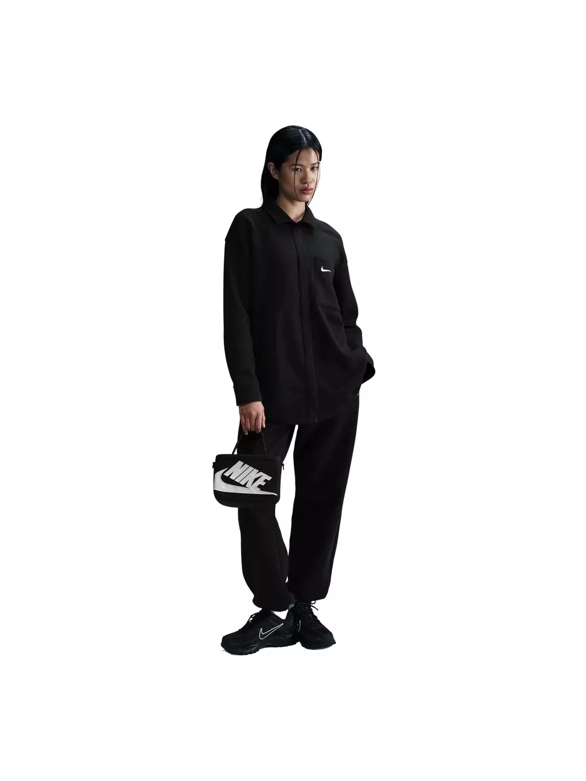 Women's Sportswear Phoenix Fleece Oversized Shirt Jacket - Black - 4