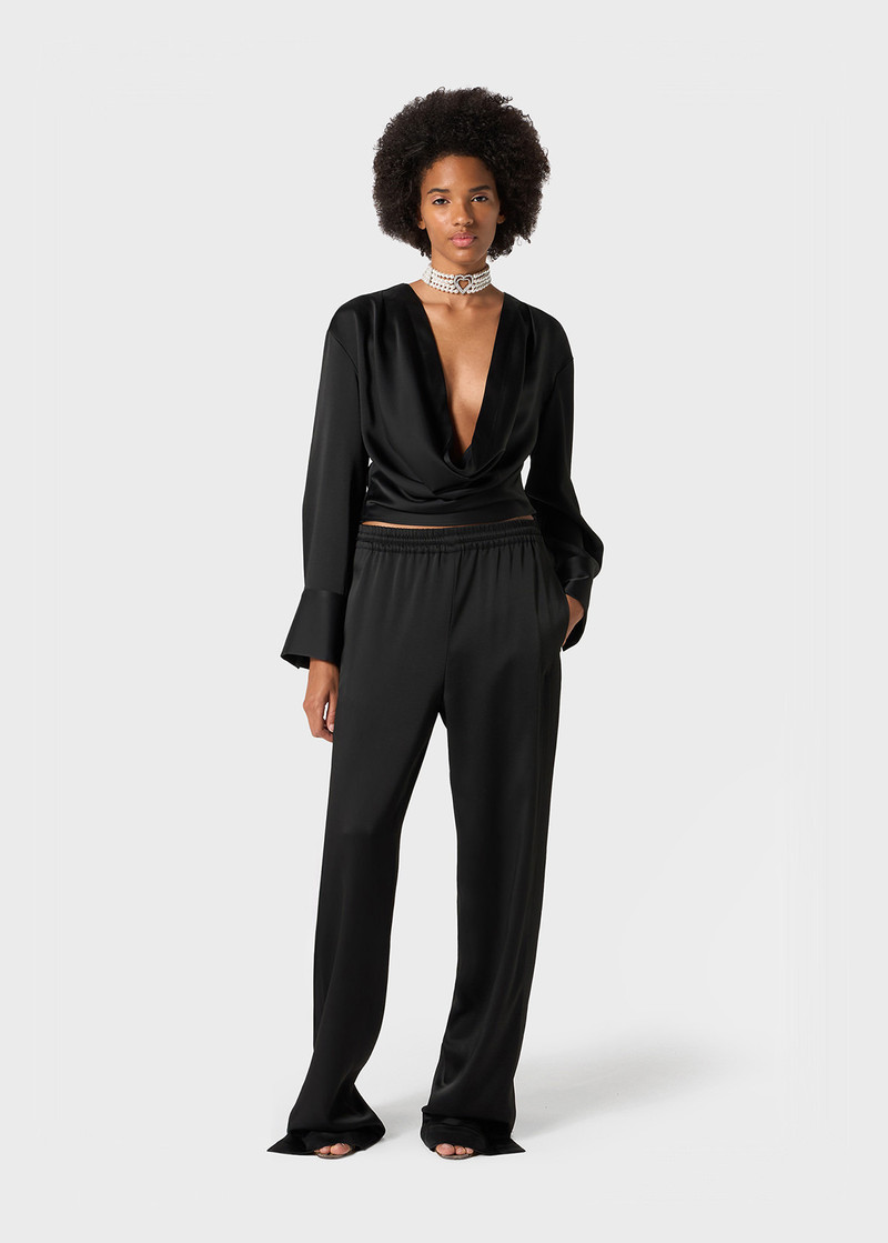 Blumarine SATIN BLOUSE WITH DRAPED NECKLINE outlook