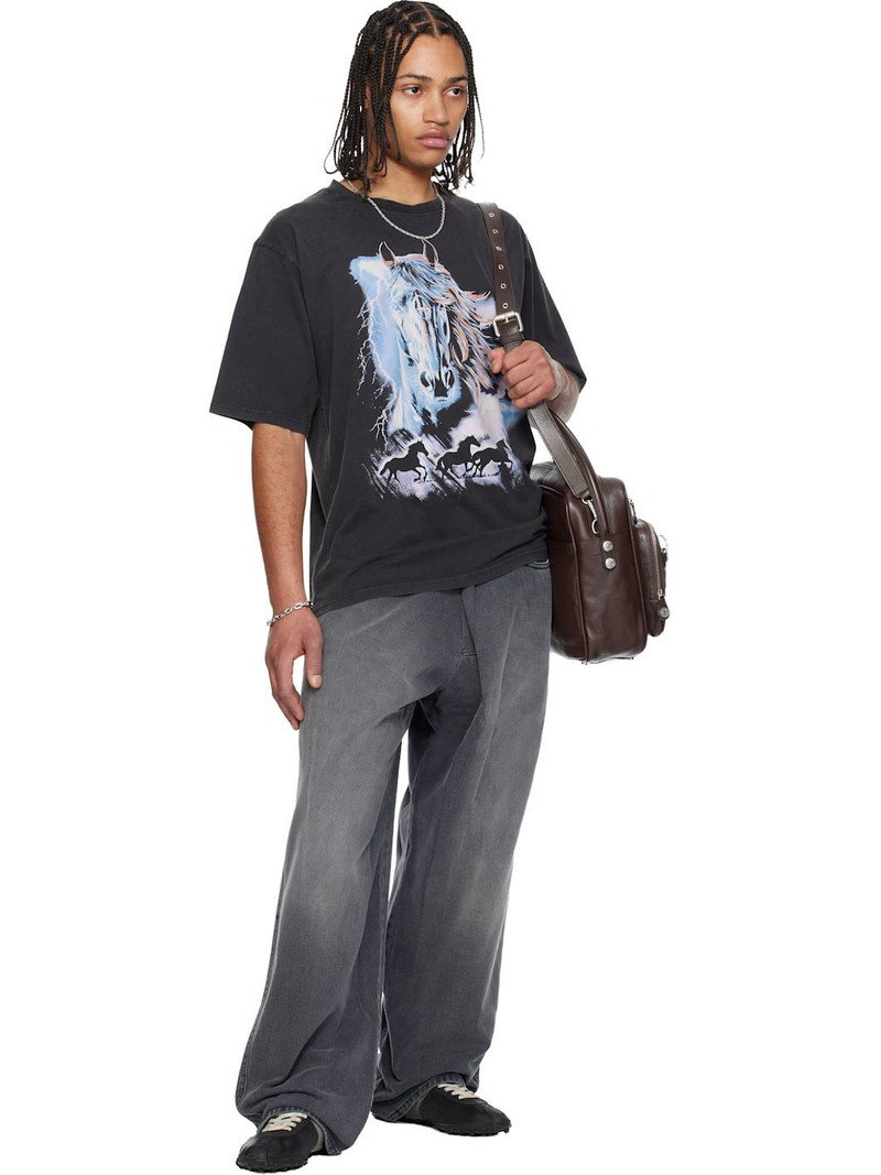 LU'U DAN Gray 'Year of the Horse' Oversized Concert T-shirt outlook