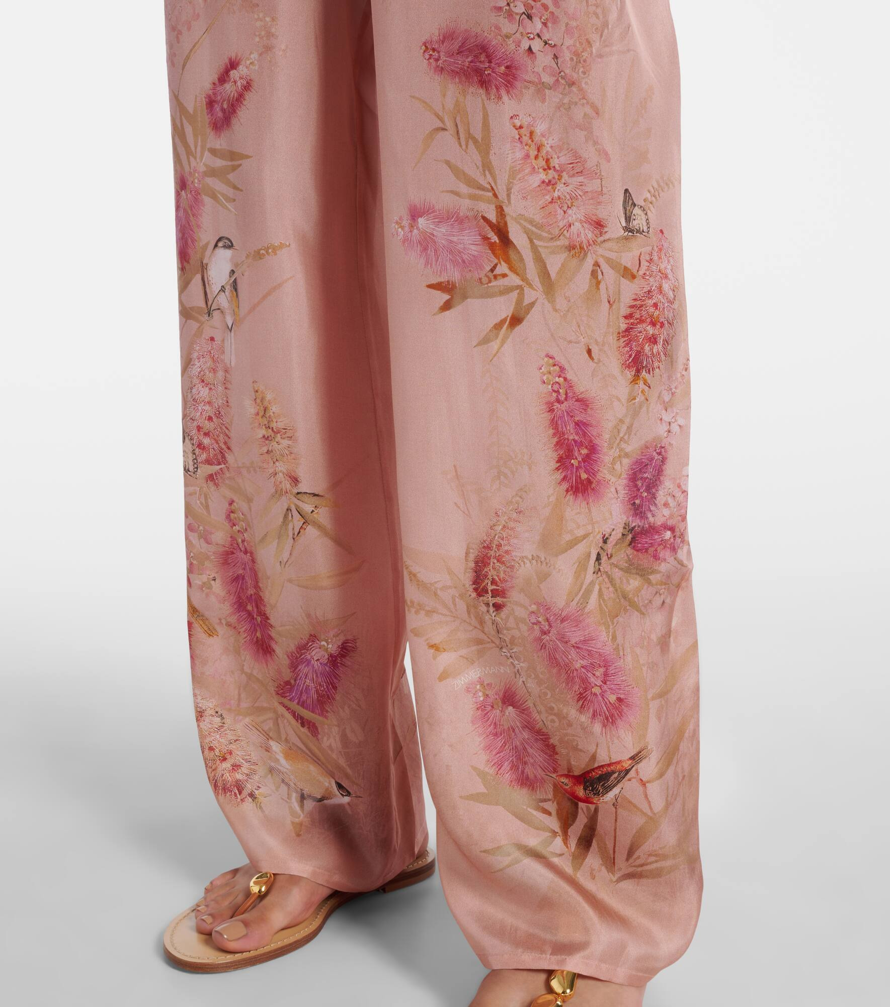 Cascadian floral silk wide-leg pants - 5