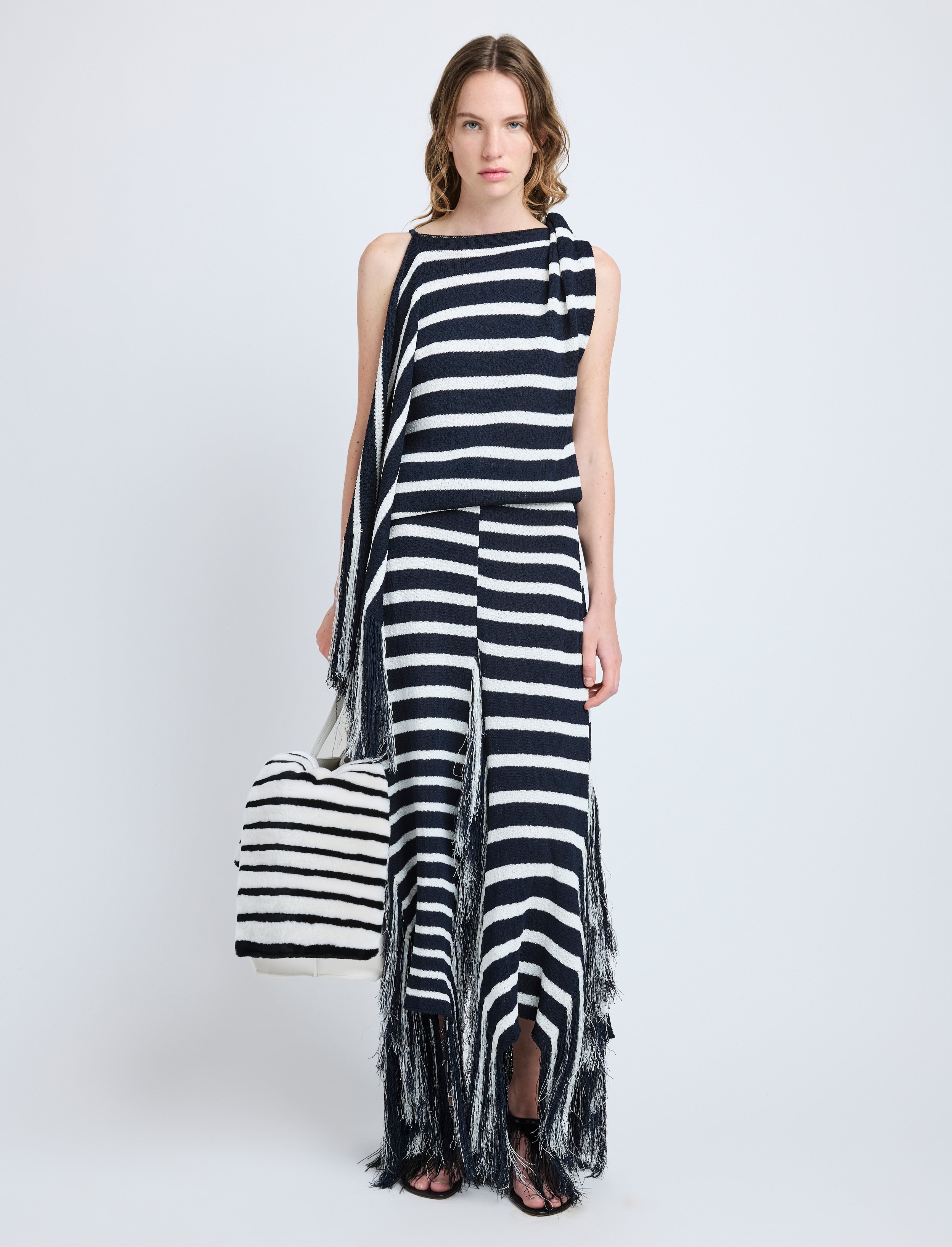 Yves Skirt in Stripe Fringed Knit - 2