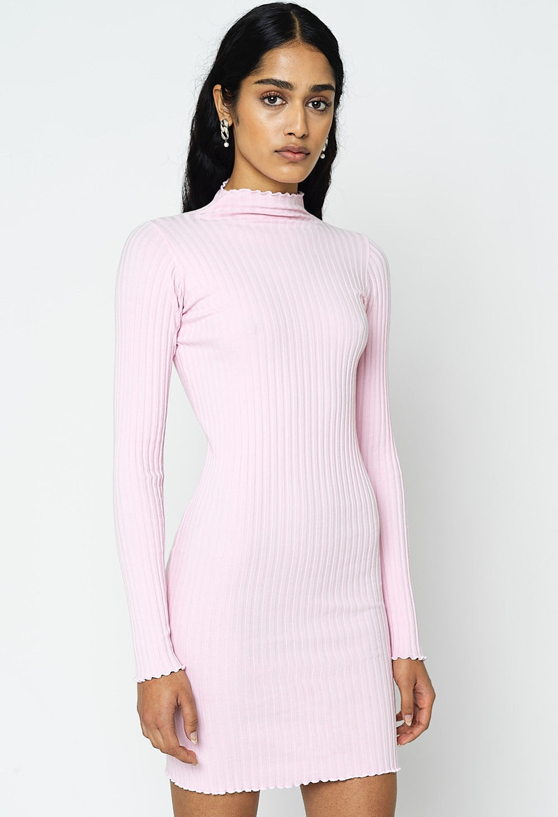 GINZA RIB LS MOCK MINI DRESS 1