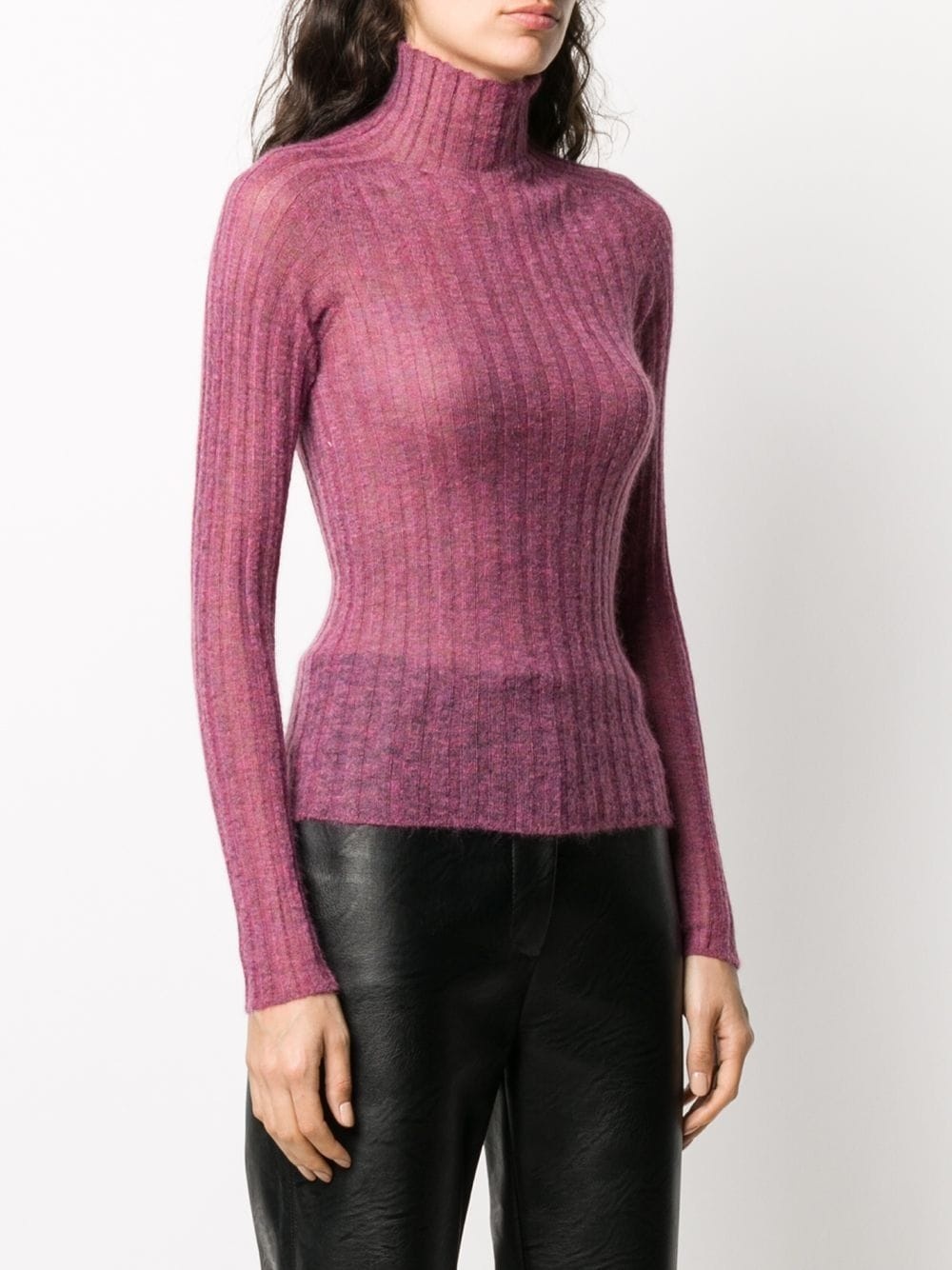   LADIES HIGH NECK KNIT TOP PINK   - 3