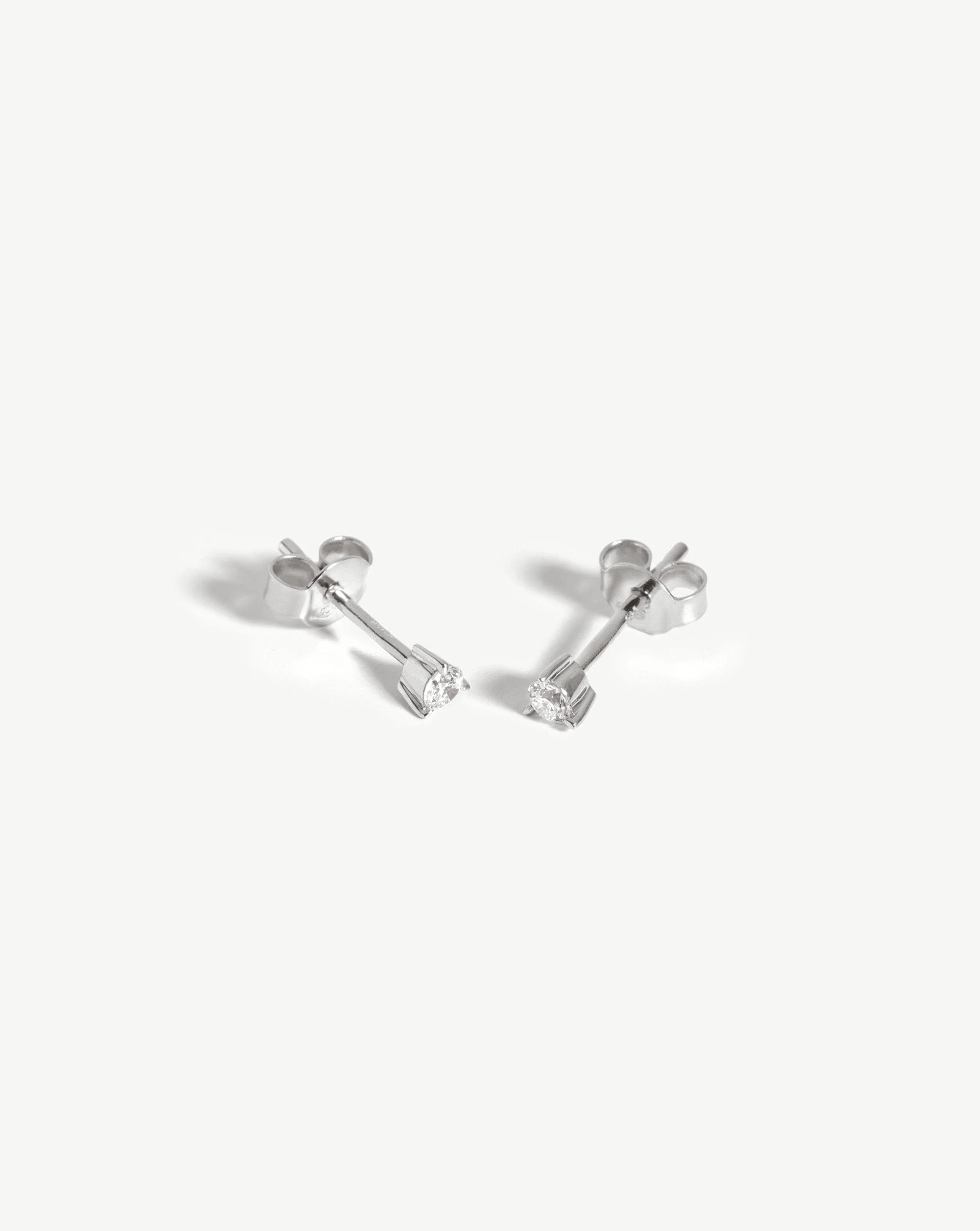 Solid Gold Small Solitaire Diamond Stud Earrings - 1