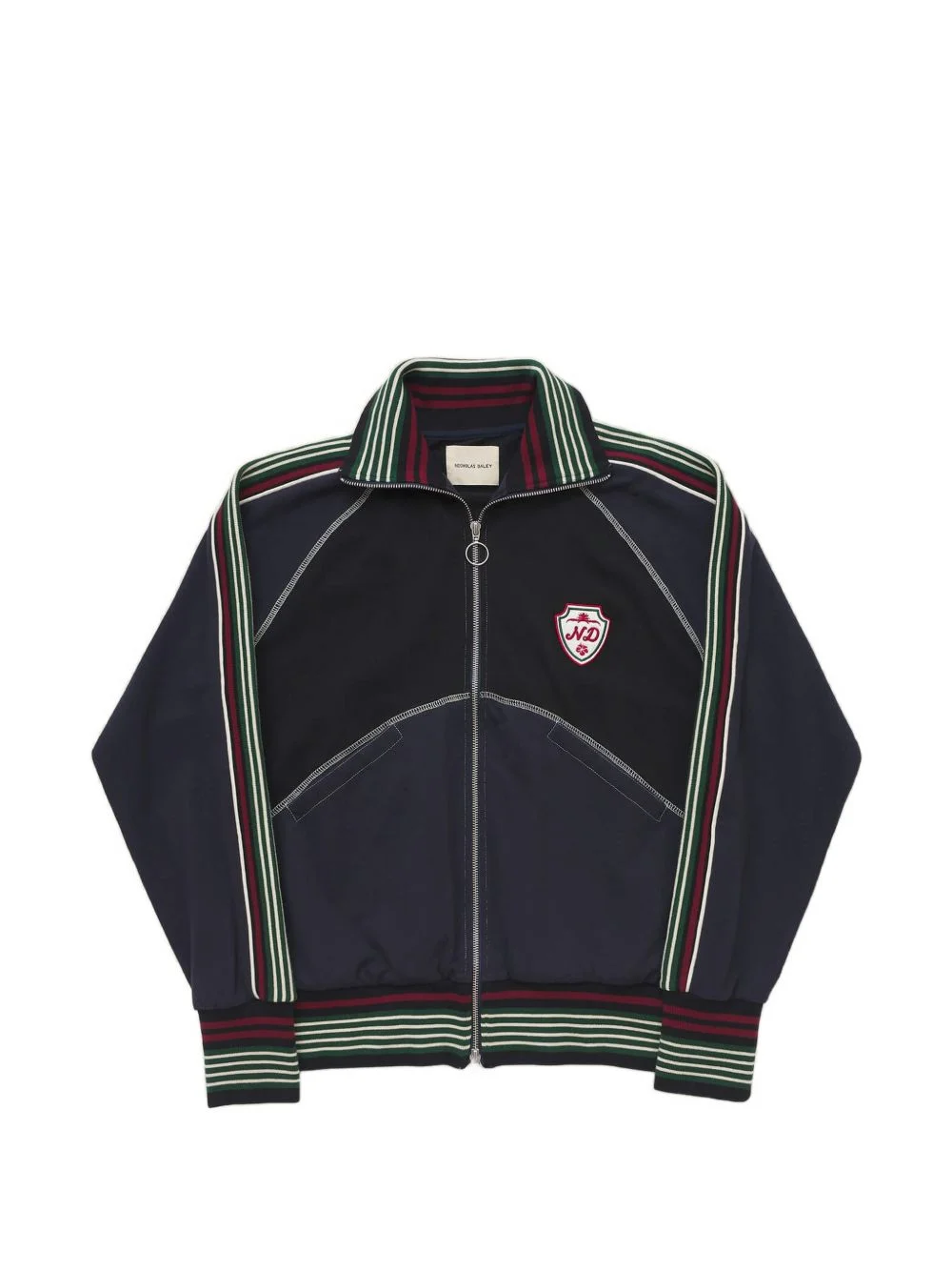 striped logo-patch jacket - 1