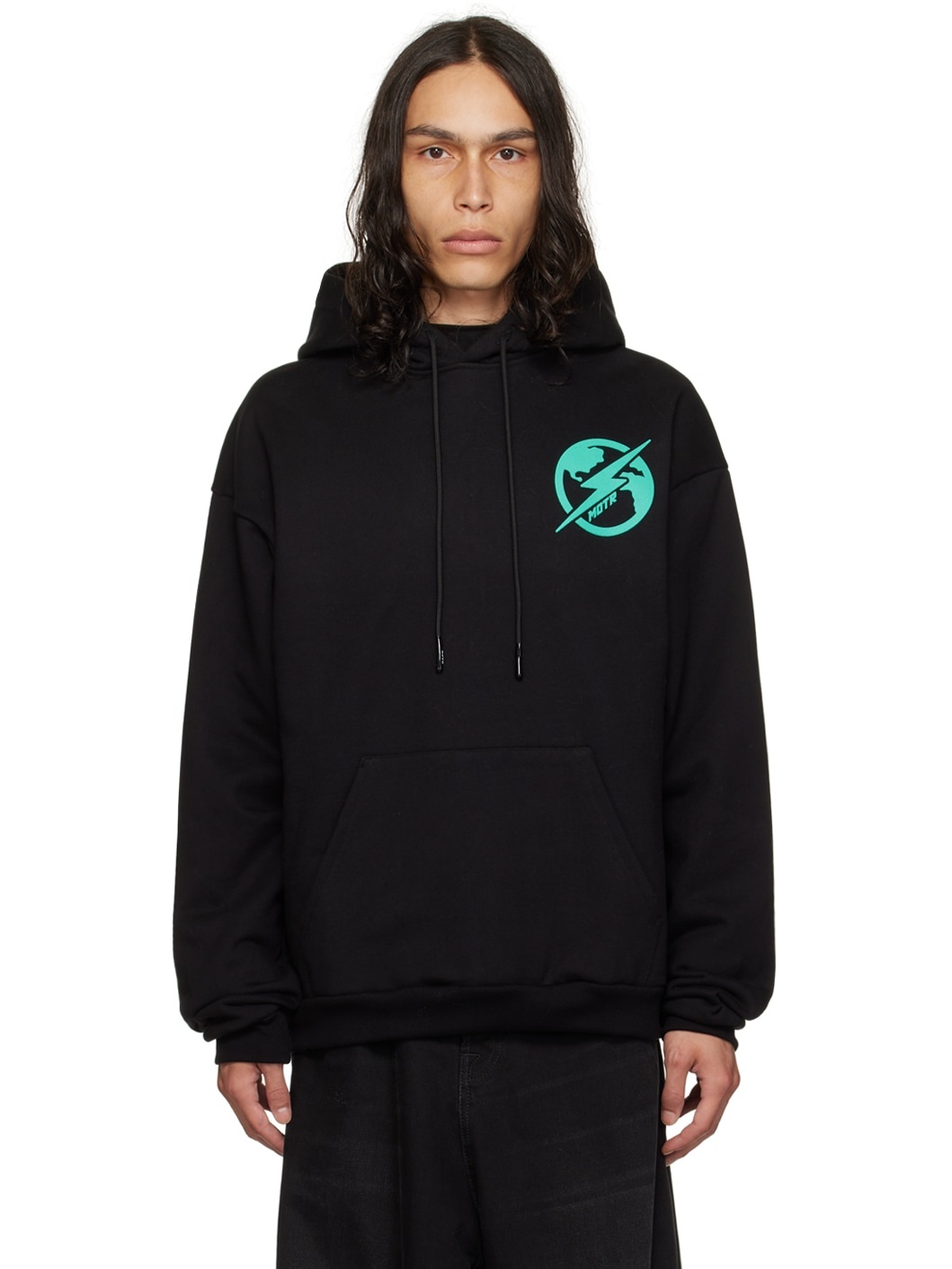 Black Drawstring Hoodie - 1