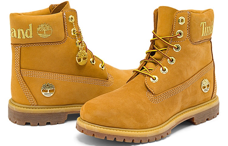 (WMNS) Timberland 6 Inch Premium Waterproof Boots 'Wheat Nubuck with Gold Logo' A5TY7231 - 5