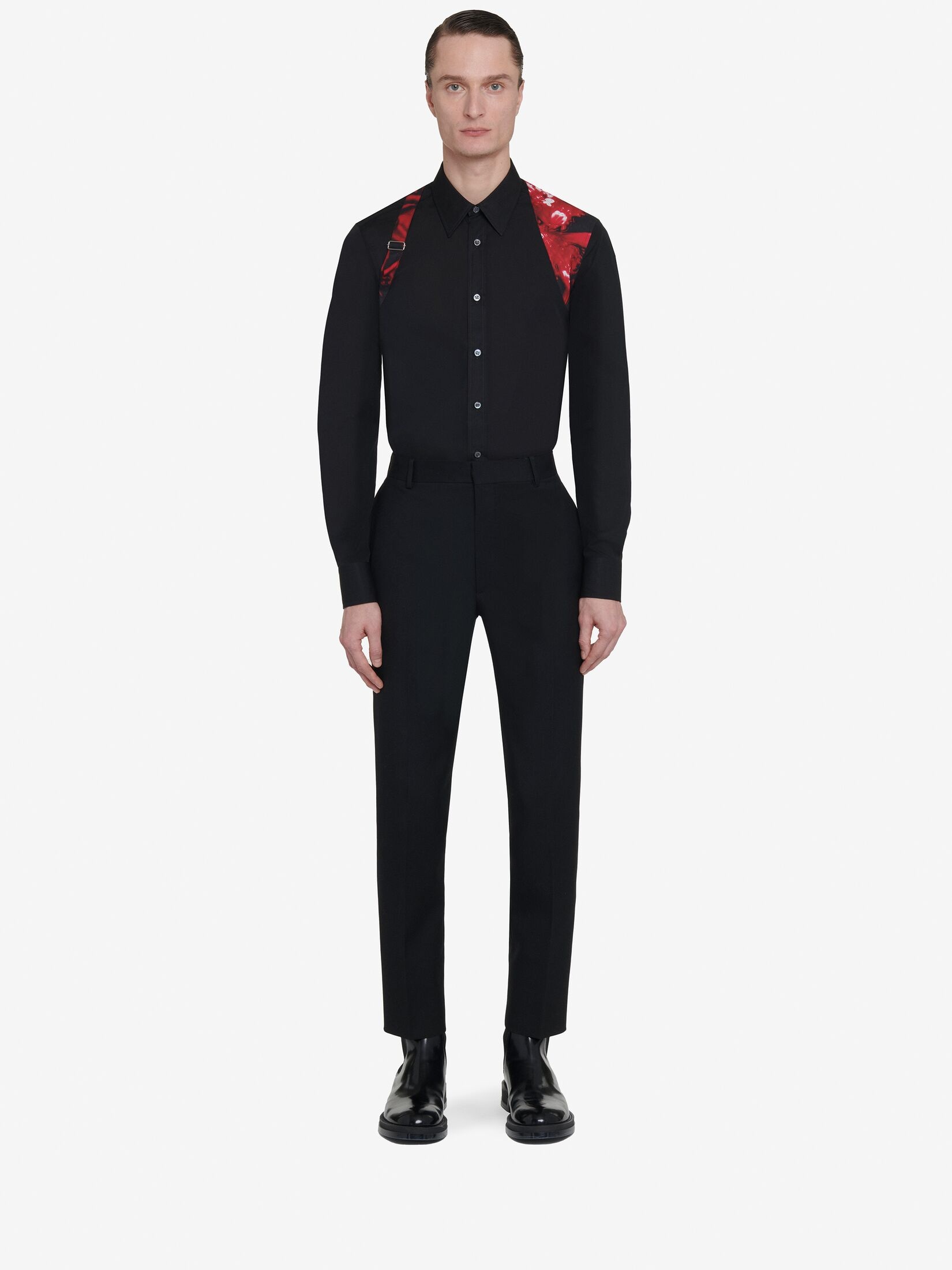 Men's Wax Flower Harness Shirt in Black - 2