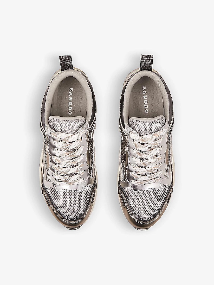 Flame leather and mesh low-top trainers - 2