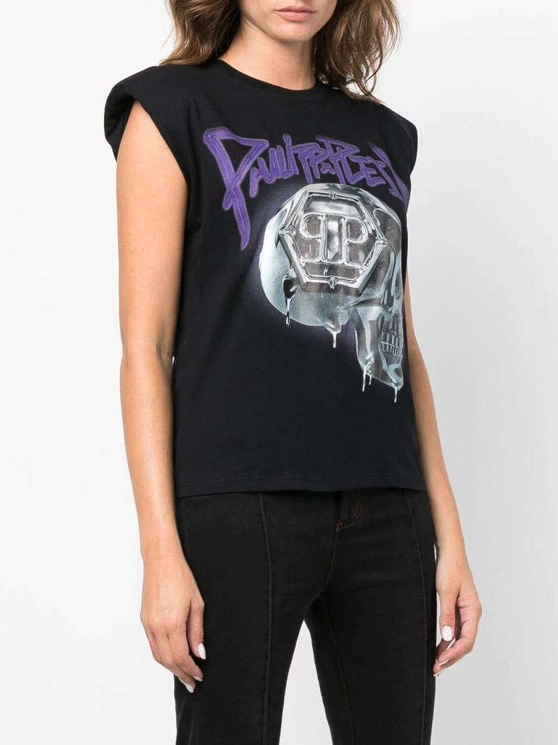 Skull-print Padded-shoulder tank top 3