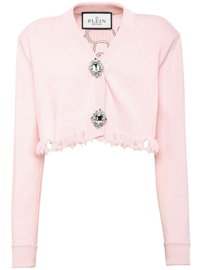 logo-embroidered cropped cotton cardigan 1