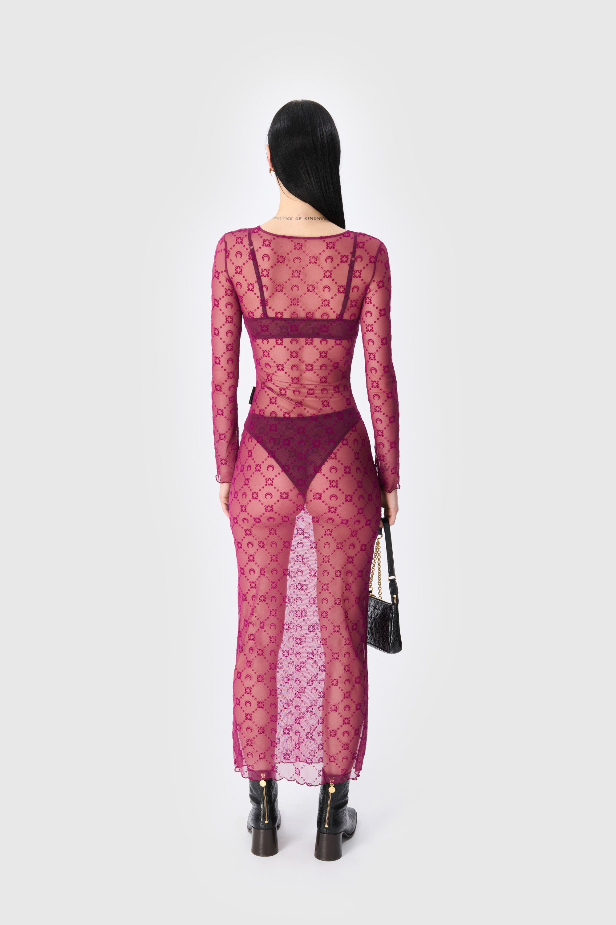 Moonogram Mesh Flock Long Dress - 3