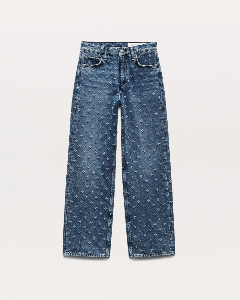 Shea Textured Ankle-Length Relaxed Straight Jeans Lightweight Rigid Denim 1
