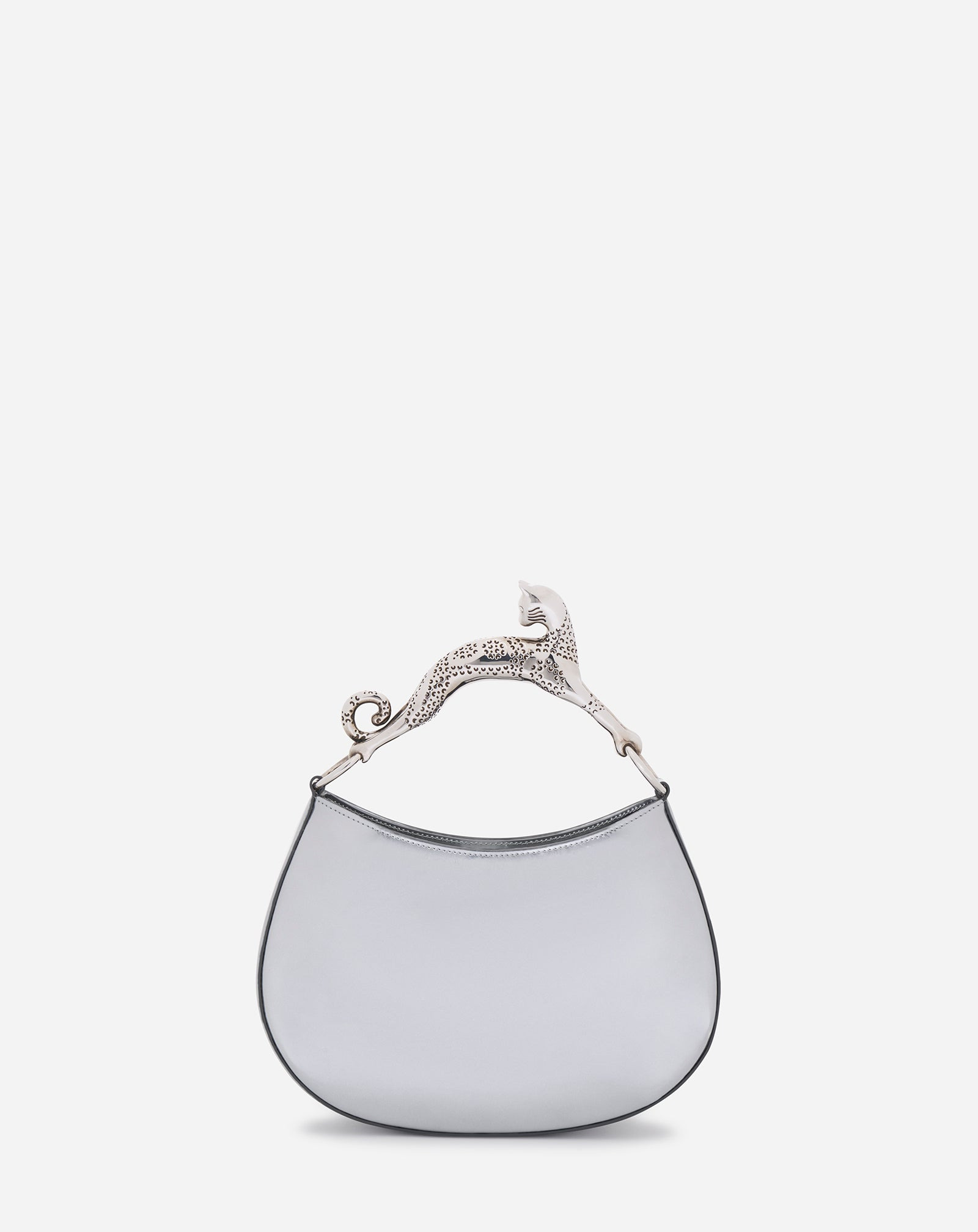 SMALL METALLIC LEATHER HOBO CAT BAG - 4