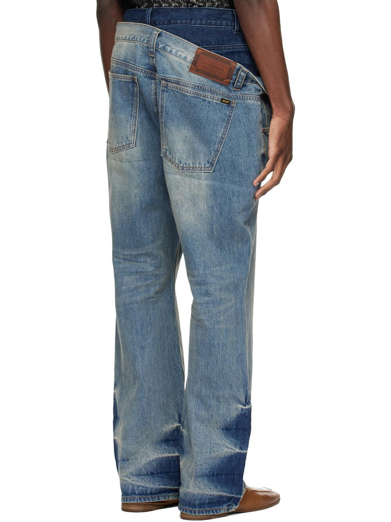 Blue Asymmetric Layered Wide-Leg Jeans 3