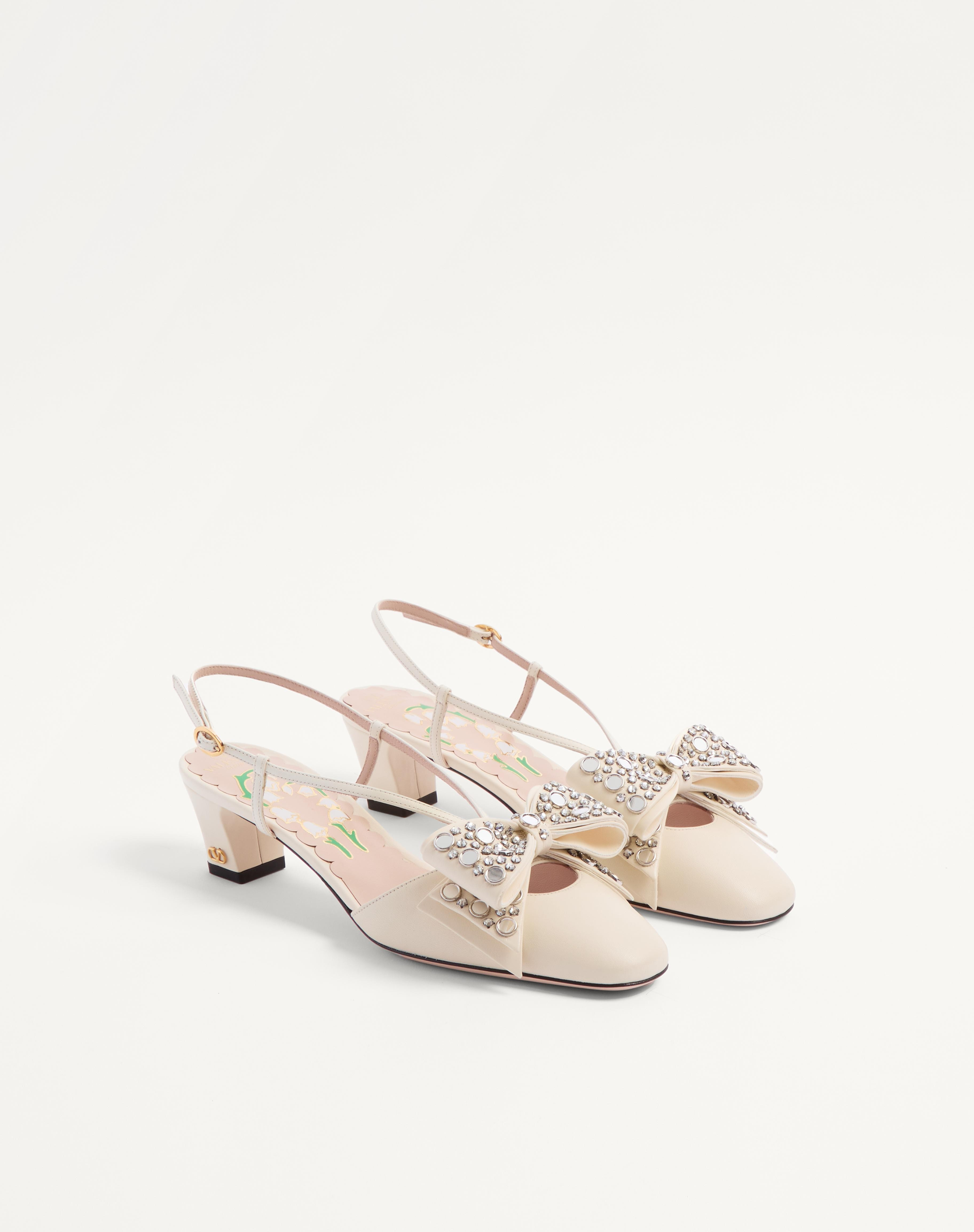 BOWOW SLINGBACK PUMPS IN KIDSKIN WITH MIRRORS AND CRYSTALS 45MM - 2