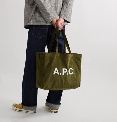 A.P.C. Logo-Print Cotton-Corduroy Tote Bag outlook