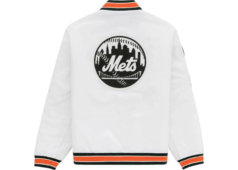 AIMÉ LEON DORE Aime Leon Dore Mets Satin Stadium Jacket Cream outlook