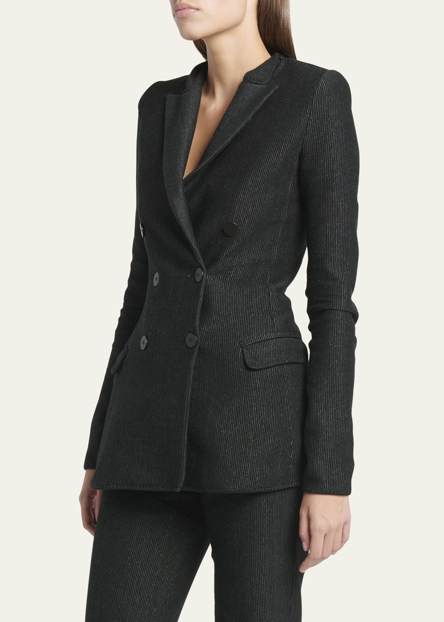 Jersey Jacquard Double-Breasted Blazer - 4