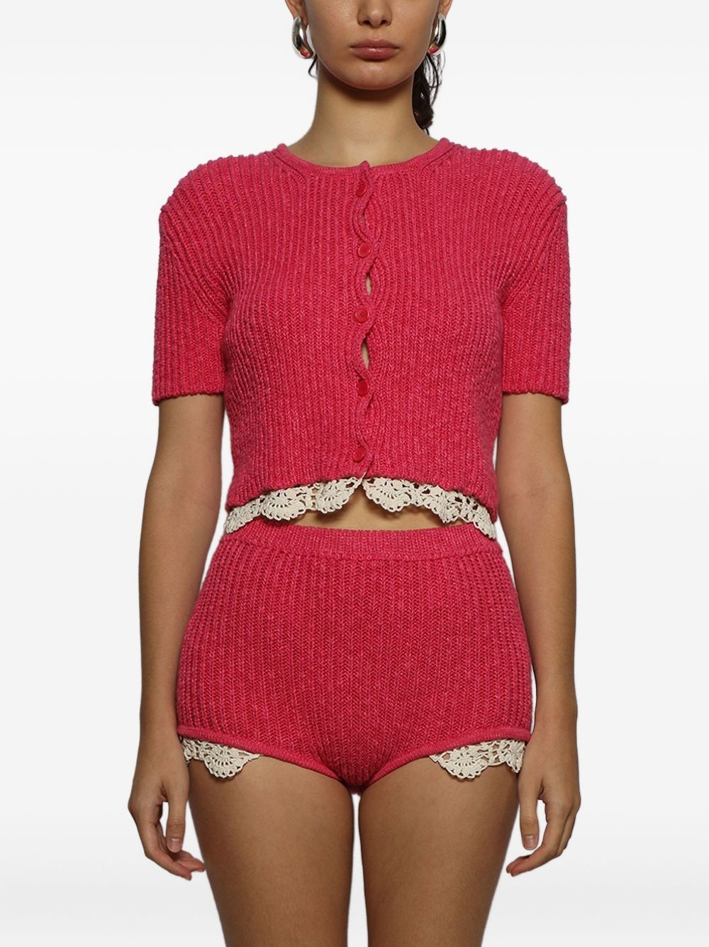 buttoned-up cropped cardigan - 3