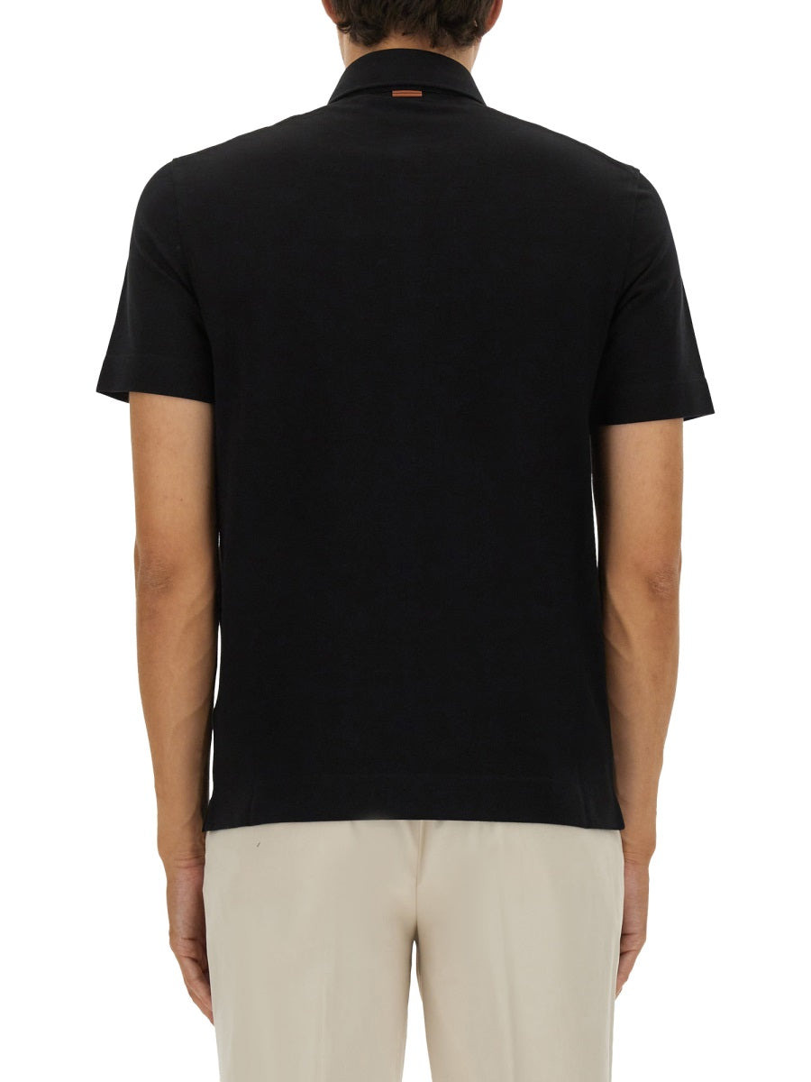 Zegna Men Cotton Polo Shirt With Pocket - 3
