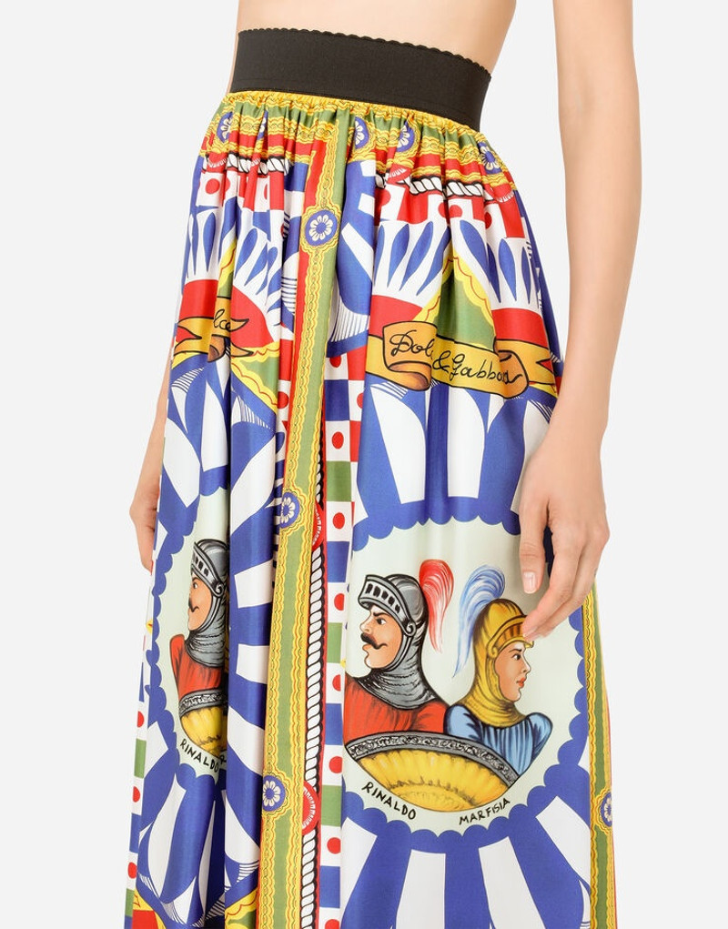 Carretto-print twill calf-length skirt 4