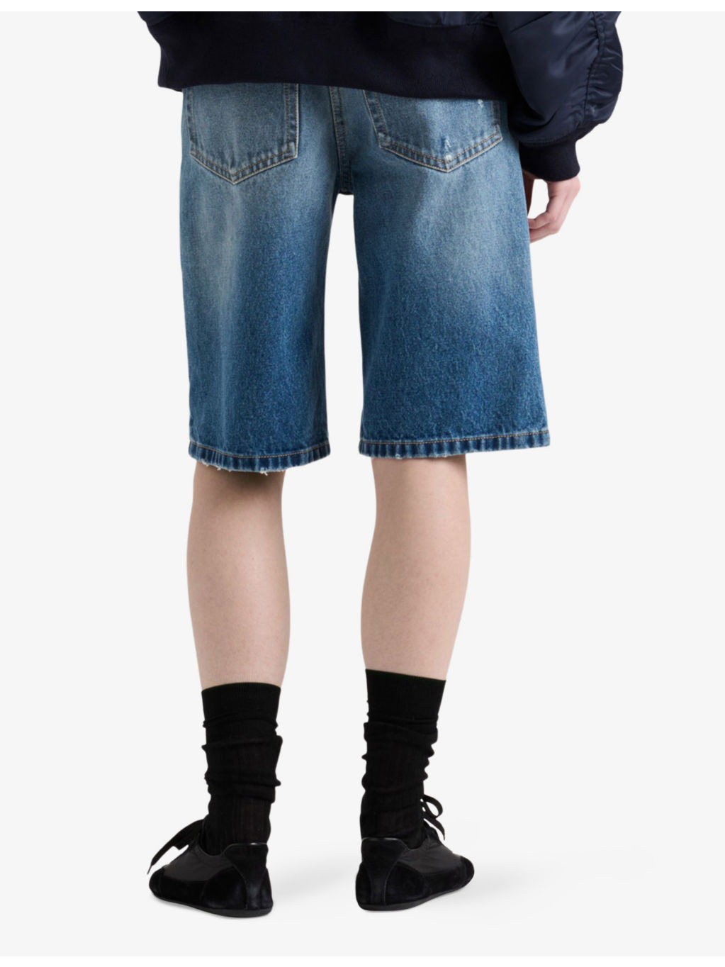Mid-Rise Denim Bermuda Shorts - 4