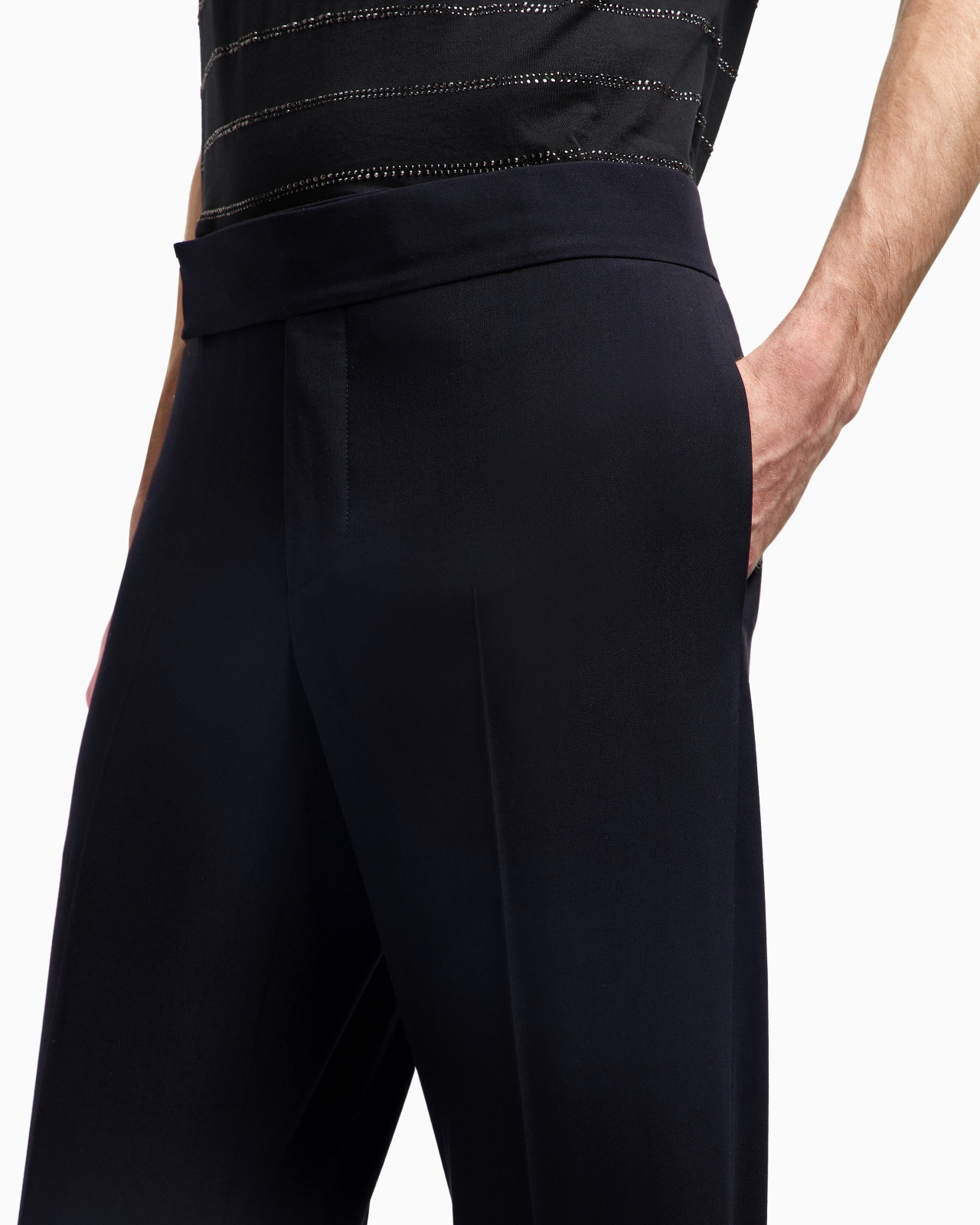 VIRGIN WOOL CRÊPE FLAT-FRONT TROUSERS - 5