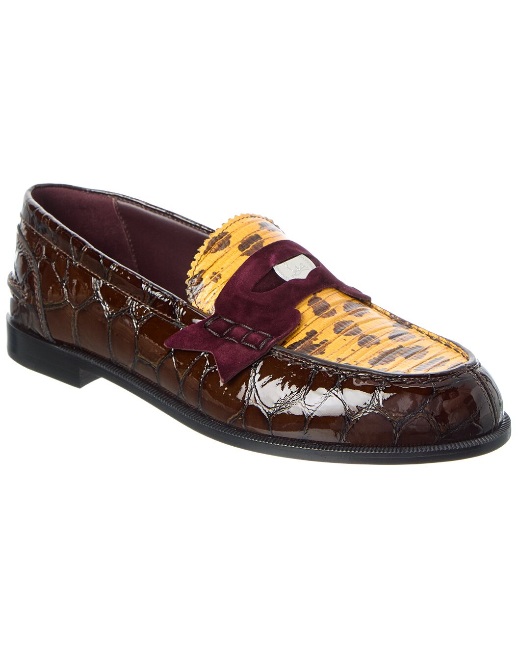 Christian Louboutin Penny Lizard-Embossed Leather Loafer - 1