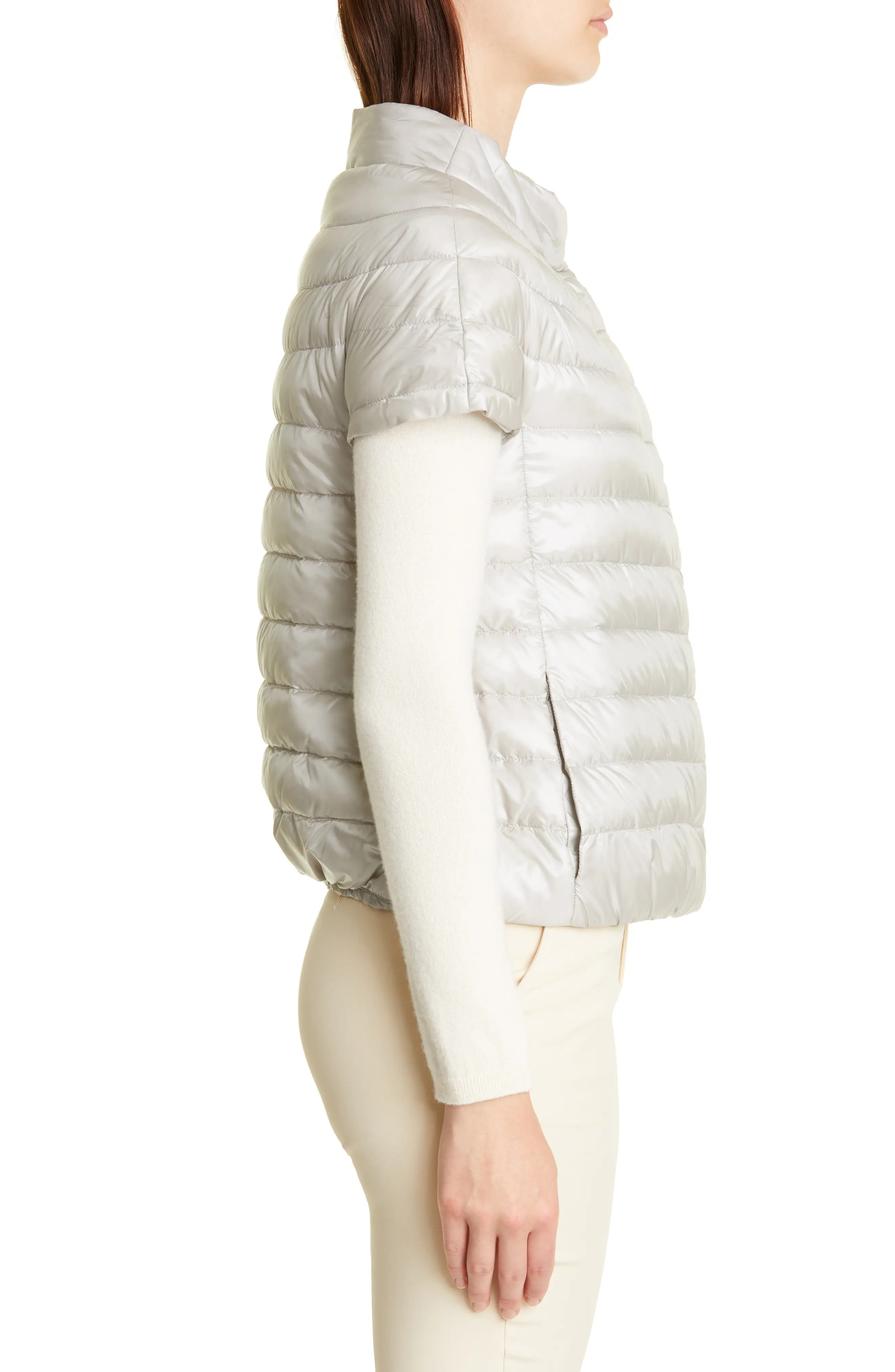 Emilia Cap Sleeve Quilted Down Jacket in 9402 /Silver - 3