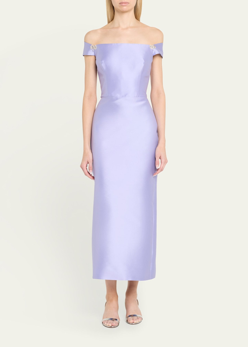 REEM ACRA Off-the-Shoulder Mikado Pencil Dress outlook