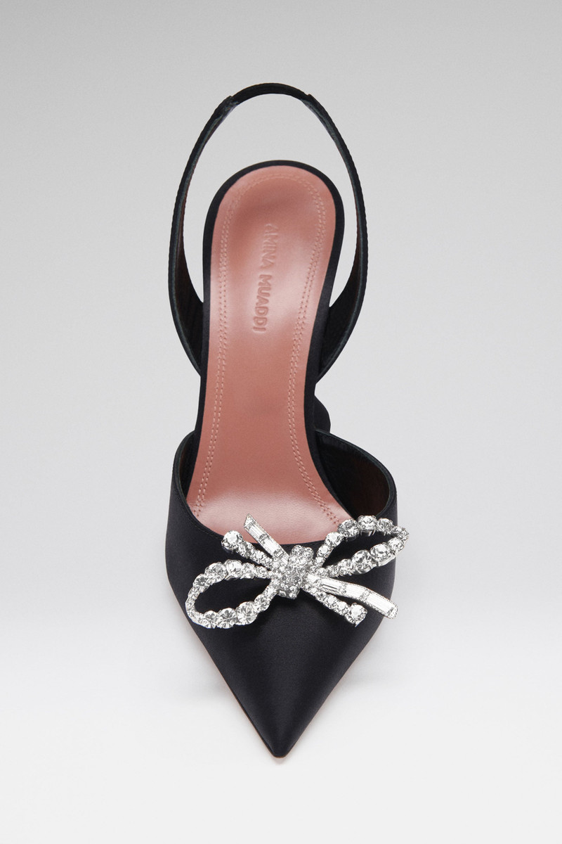 Amina Muaddi ROSIE SLING BLACK SATIN outlook