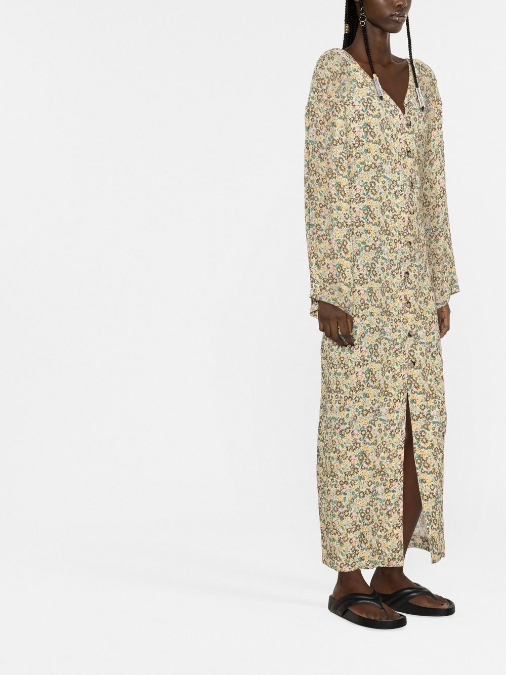 floral-print button-down maxi dress - 4