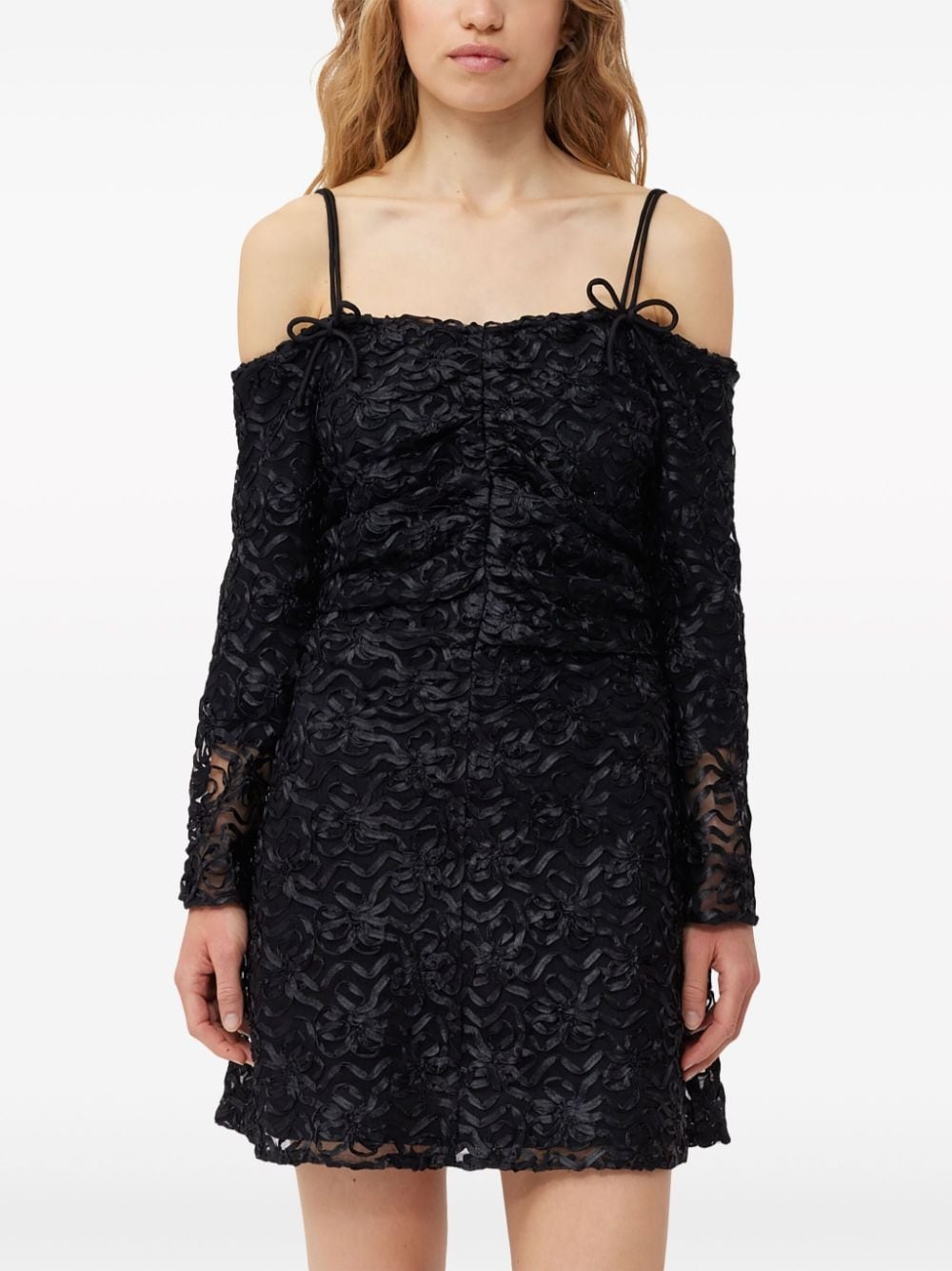 off-shoulder bow-pattern minidress - 5