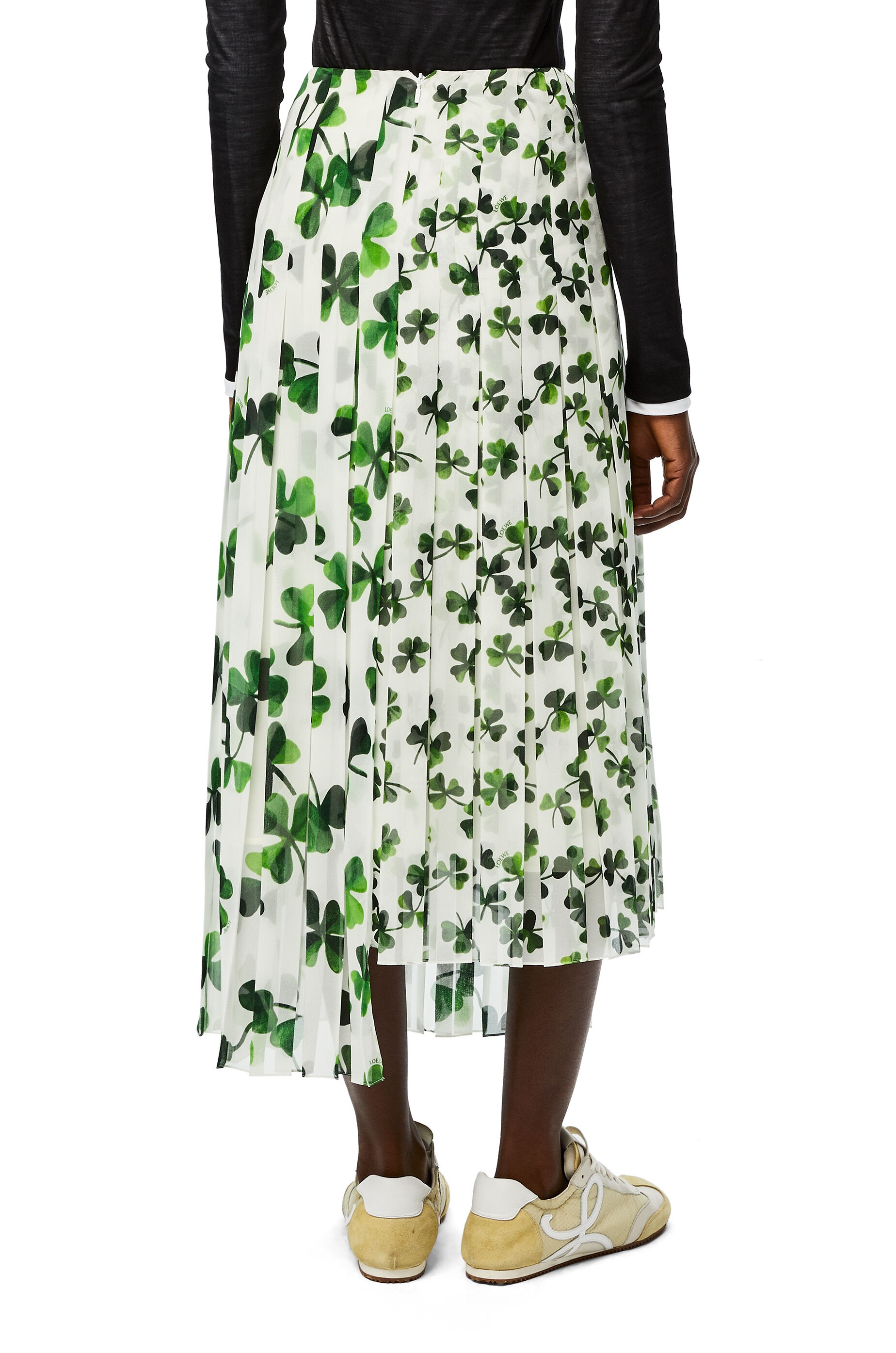 Print pleated skirt in shamrock polyester - 4