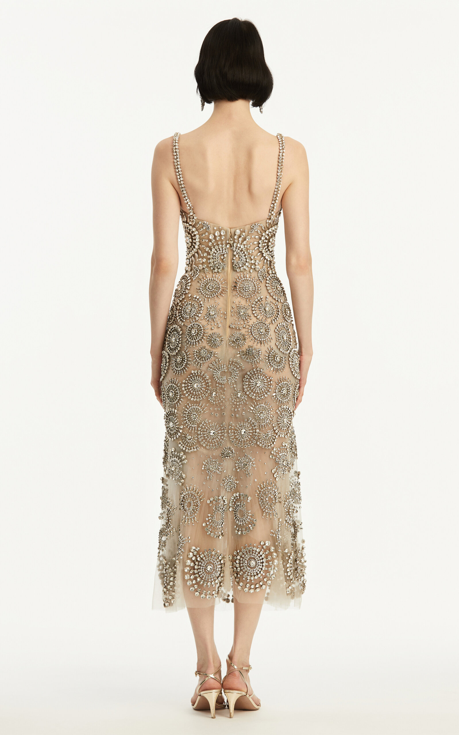 Embellished Tulle Midi Dress silver - 6