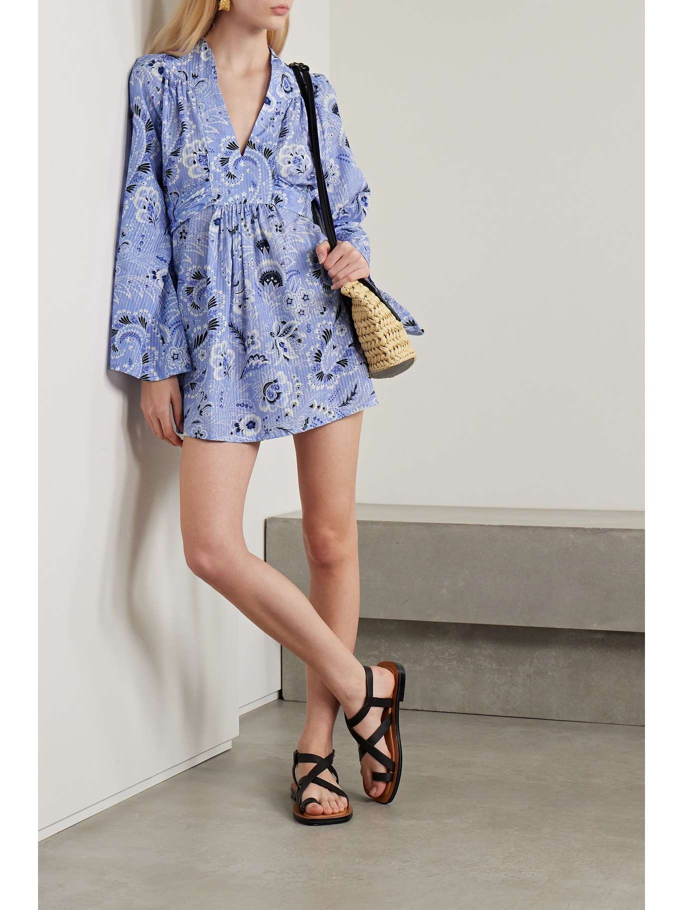 ETRO floral-print kaftan minidress - Black