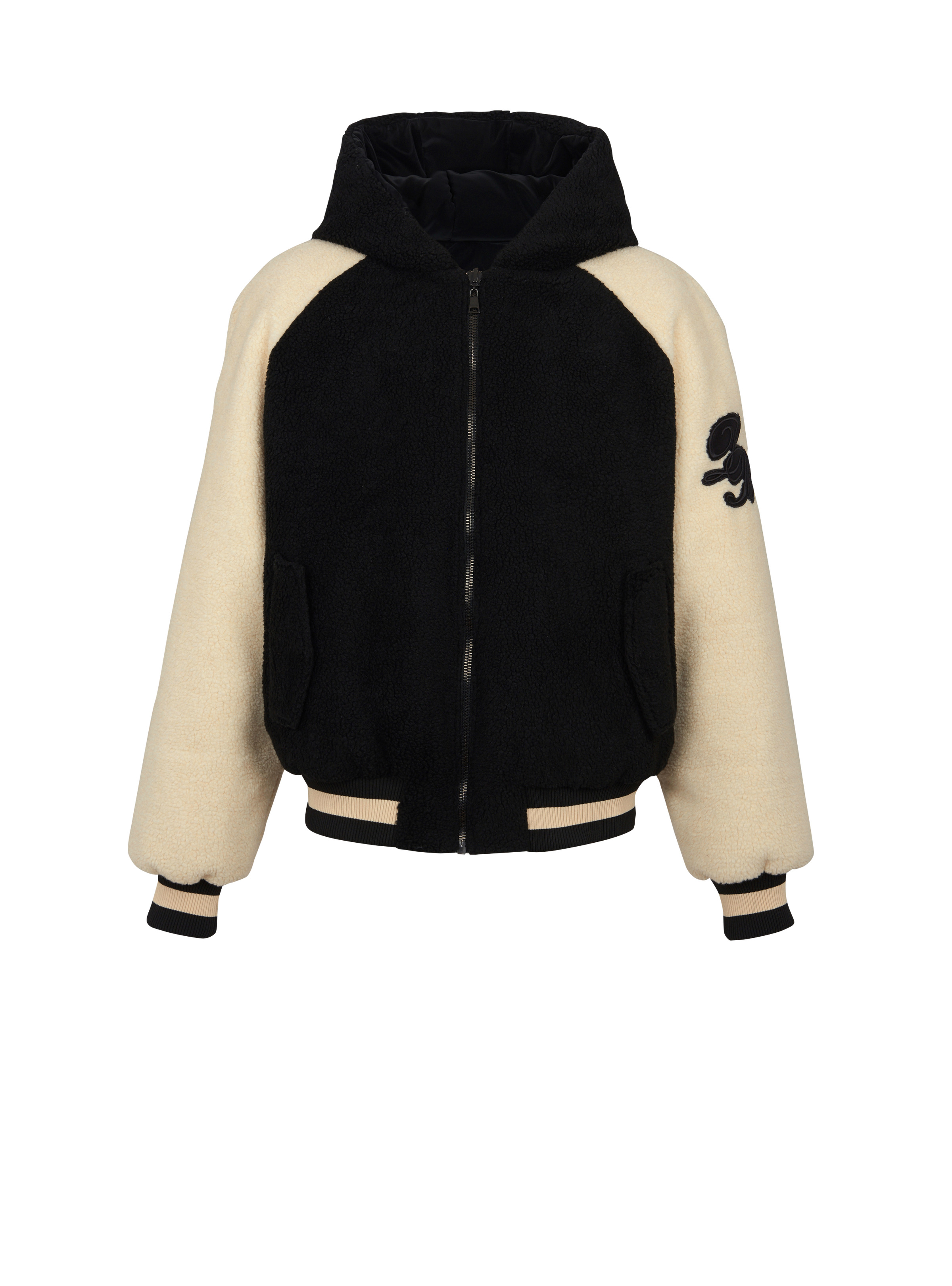 Reversible varsity-style puffer jacket with hood - 1