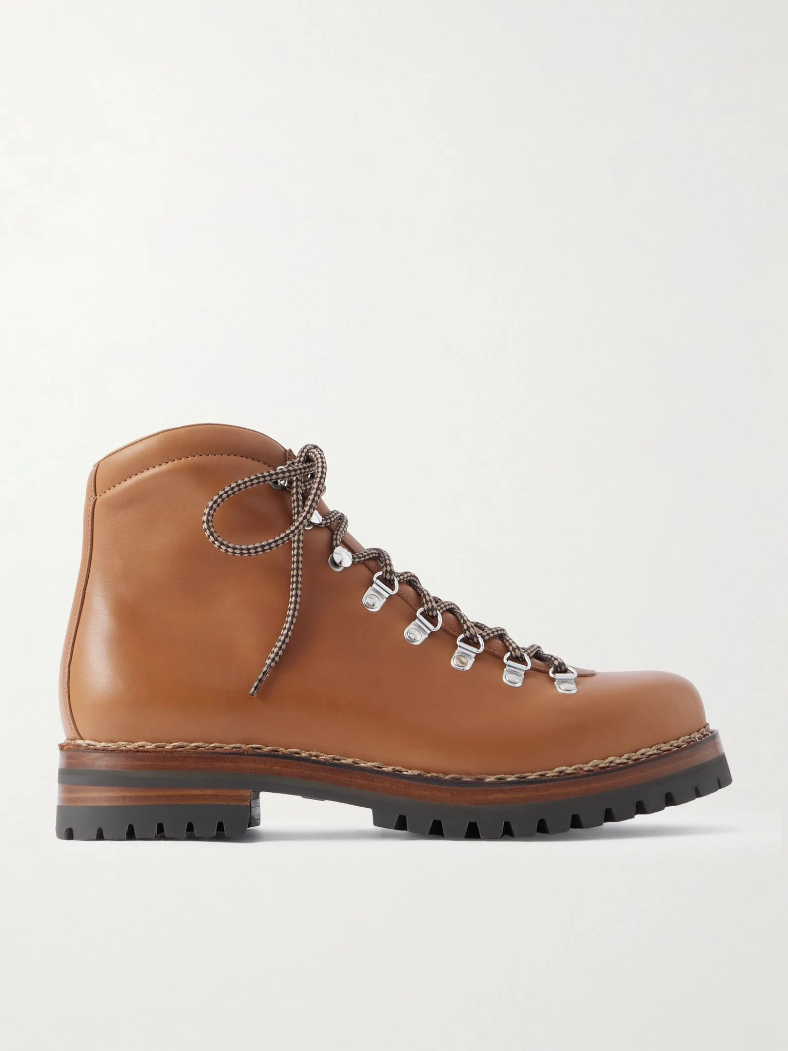 Oiled Leather Lace-Up Boots Brown - 1