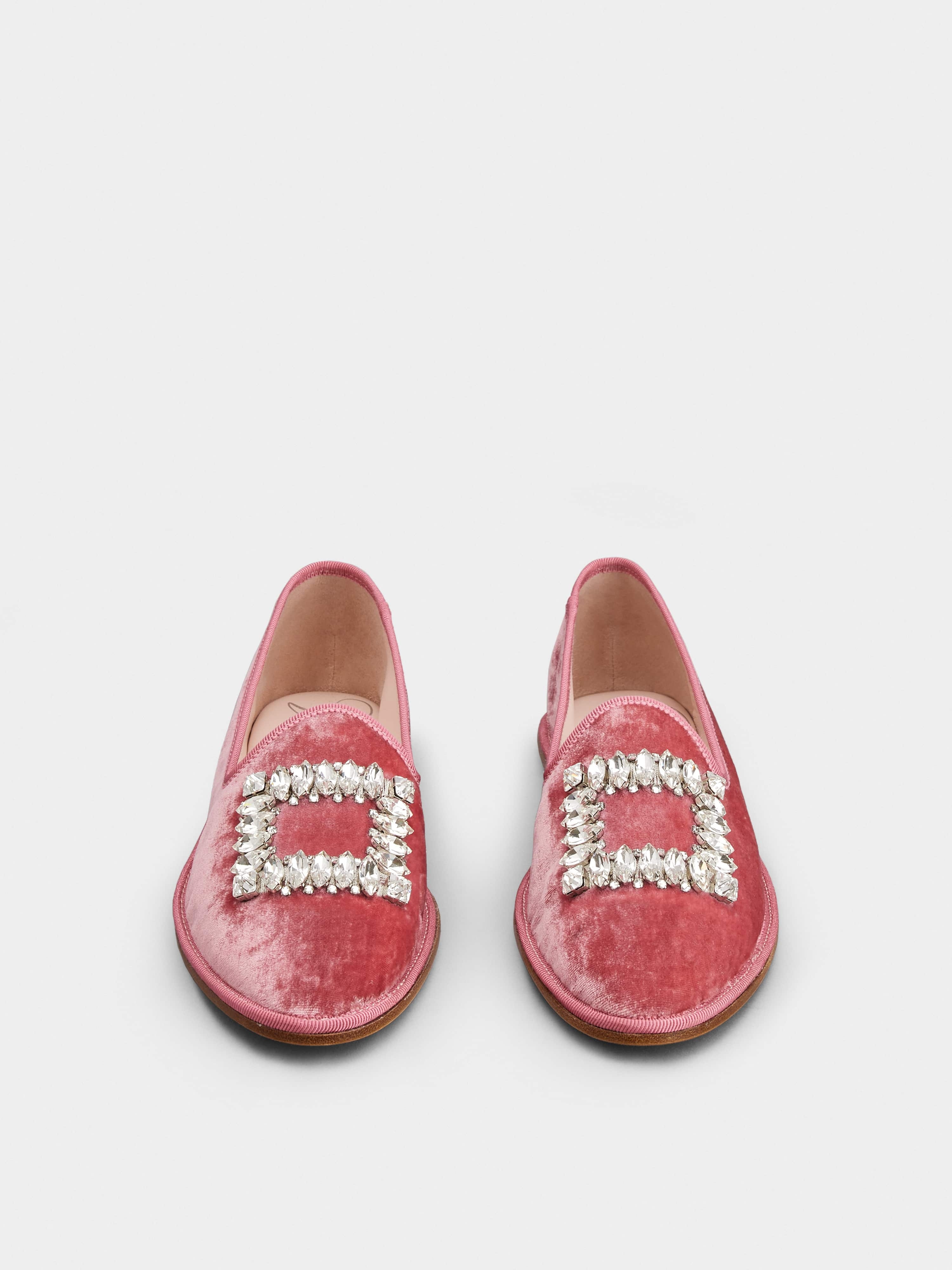 Babby Viv' Strass Embroidered Buckle Slippers in Velvet - 7