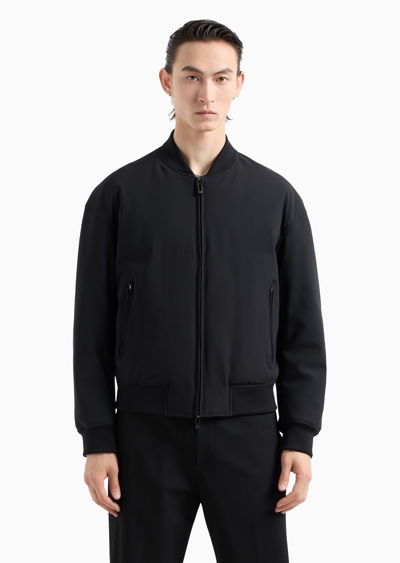 Zipped bomber jacket in technical stretch nylon - 2