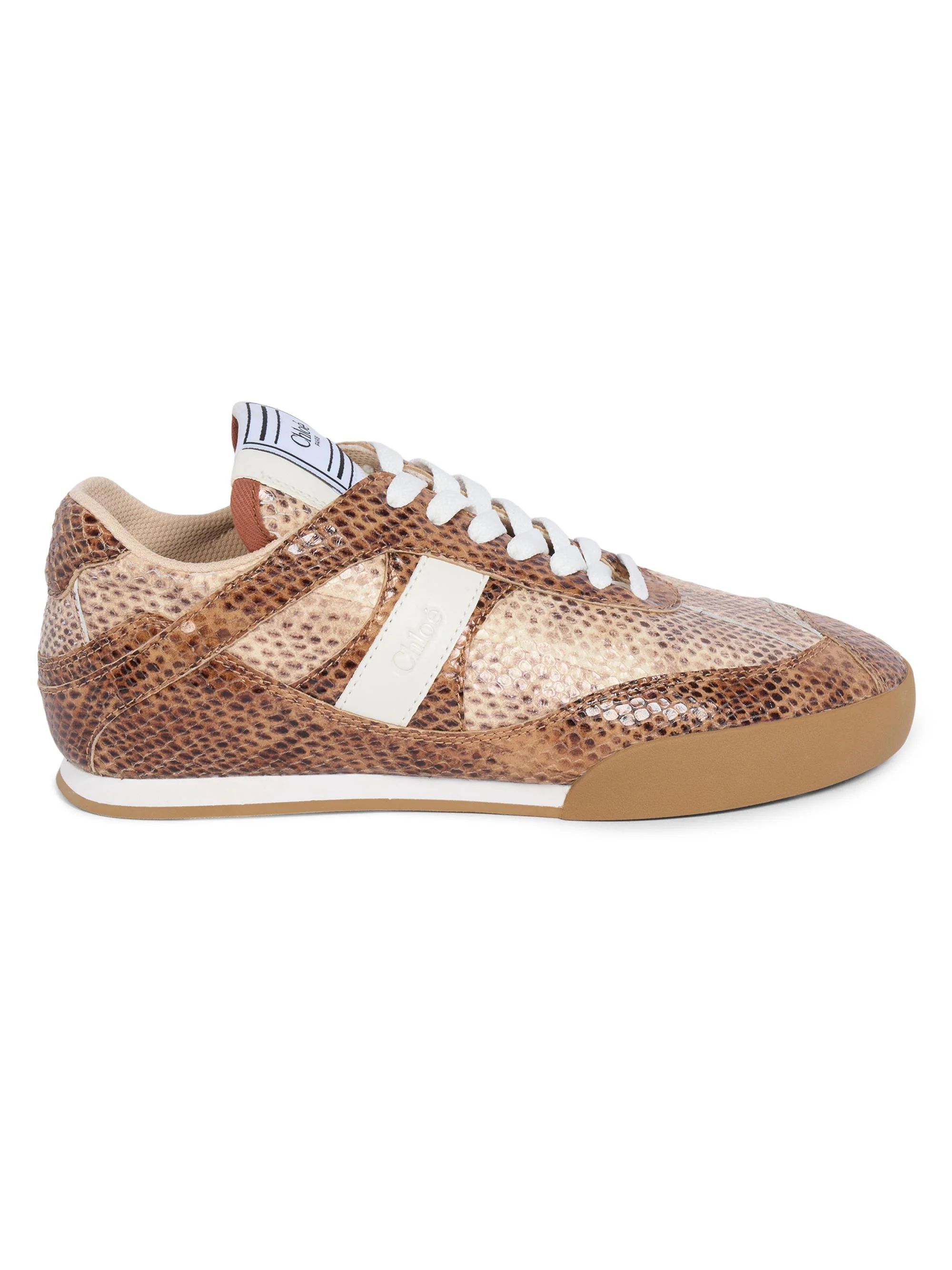 Women's Kick 55MM Snakeskin-Embossed Leather Sneakers - Wild Brown - 1