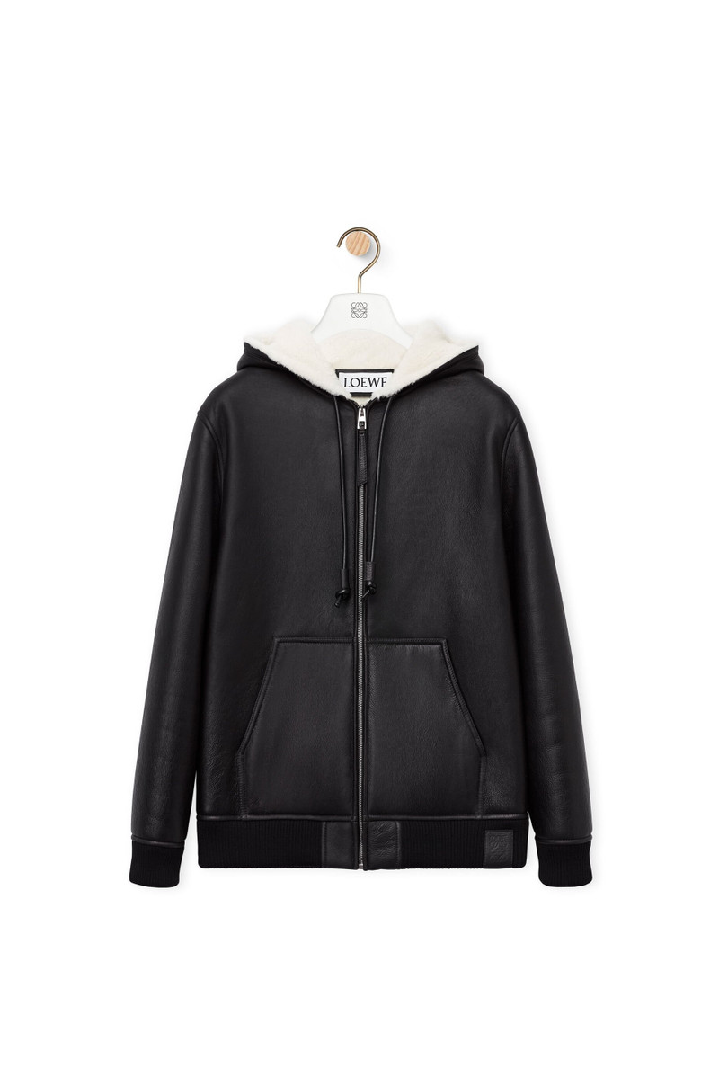 Zip-up hoodie in shearling 1