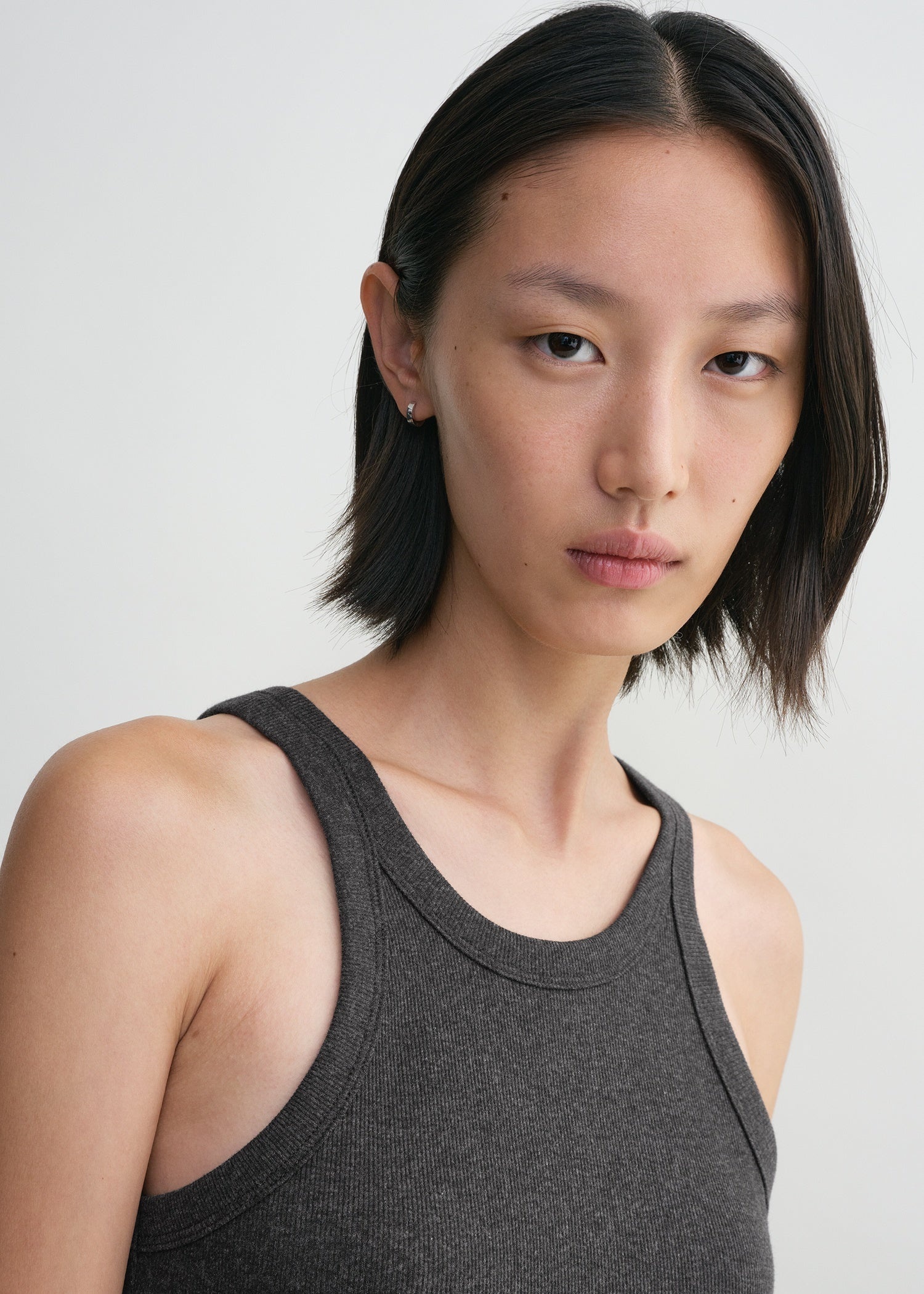 Curved rib tank charcoal melange - 5