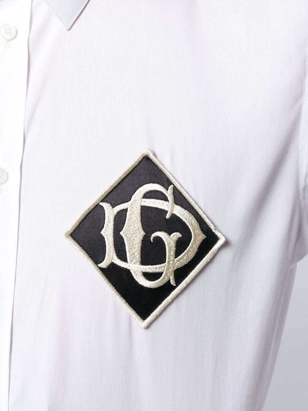 embroidered logo patch shirt - 5