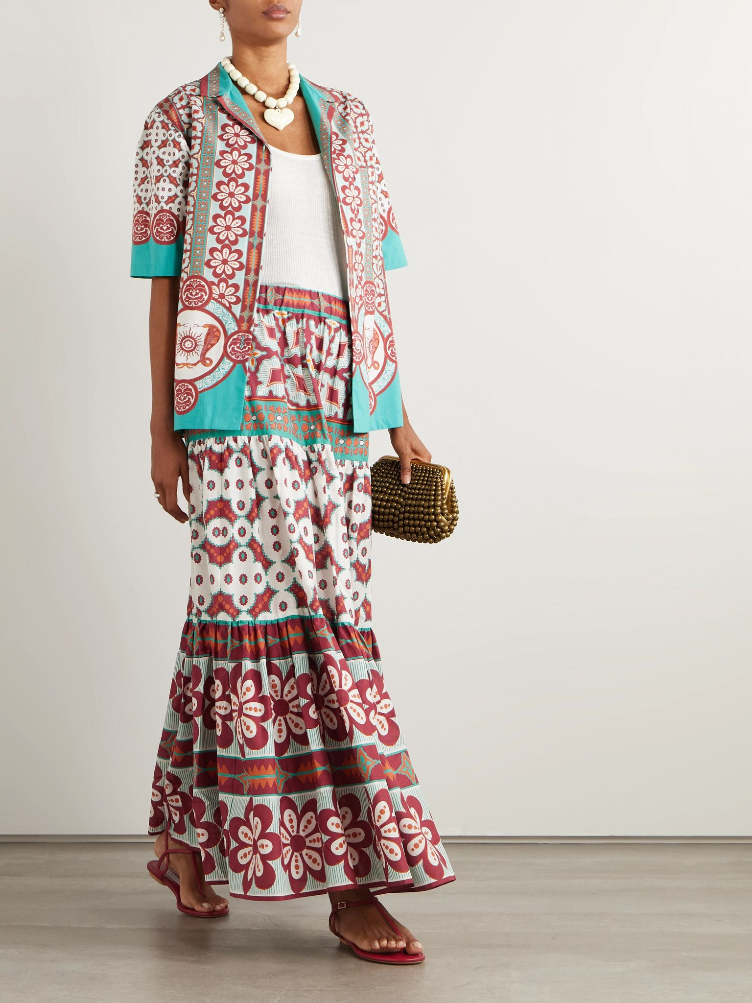 Printed cotton-voile maxi skirt Multi - 2