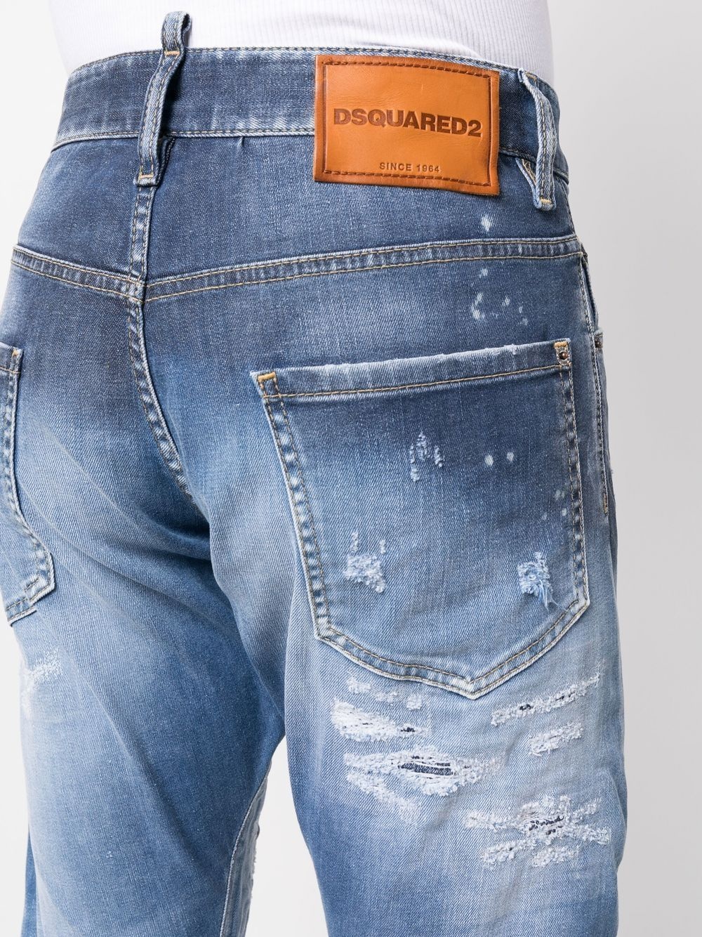distressed slim-cut jeans - 5
