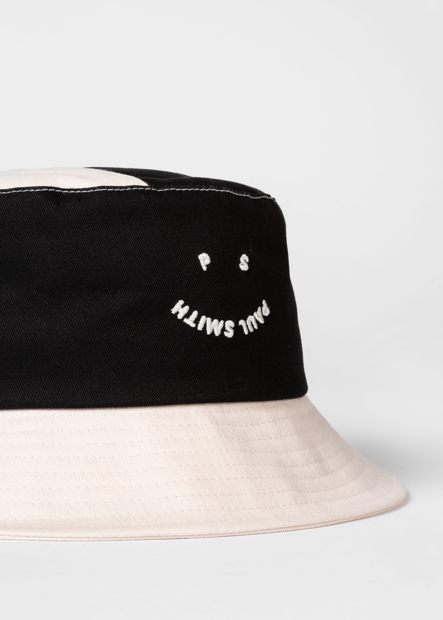 'Happy' Monochrome Patchwork Cotton Bucket Hat - 2