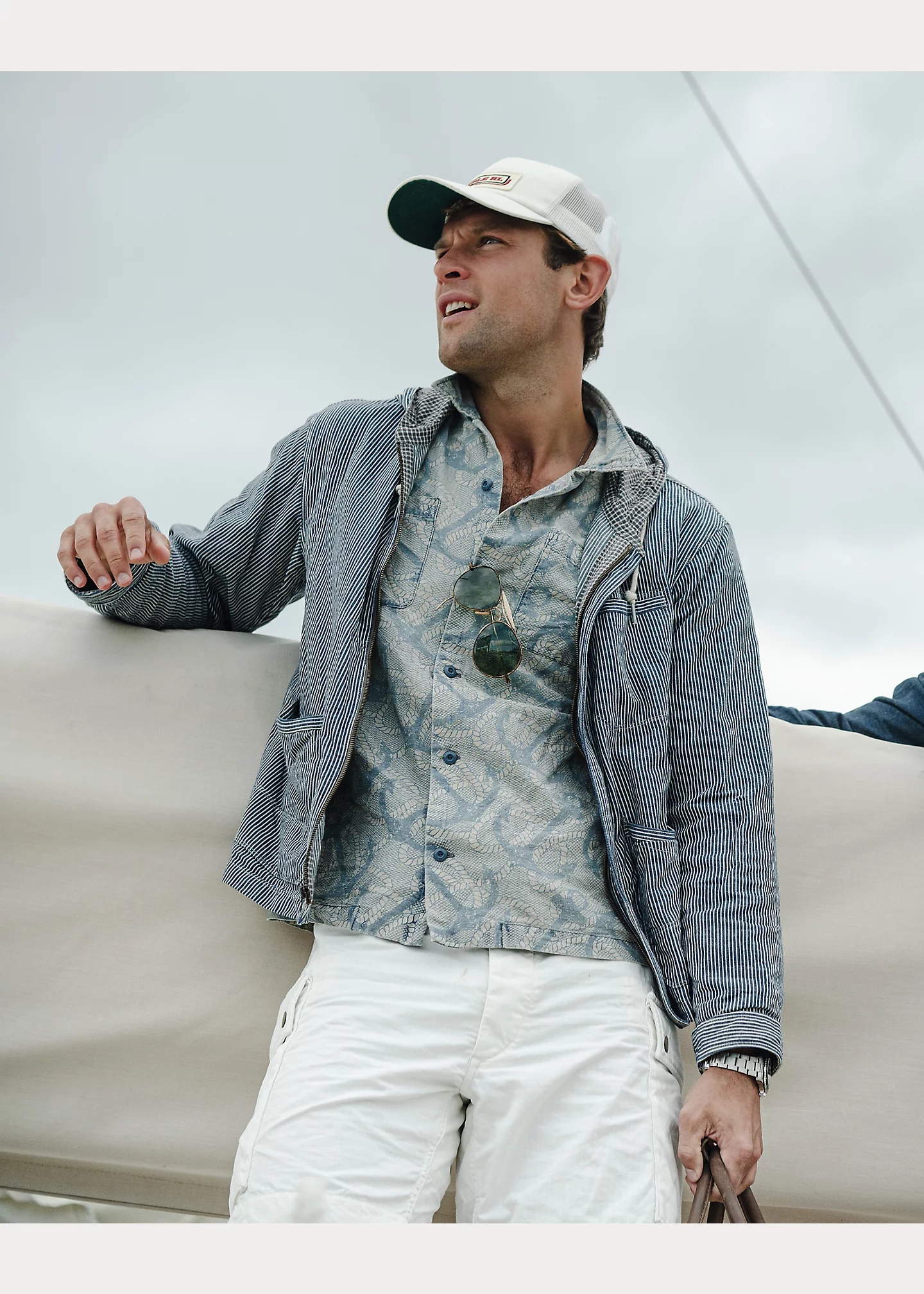 RRL by Ralph Lauren Indigo Striped Twill Hooded Jacket