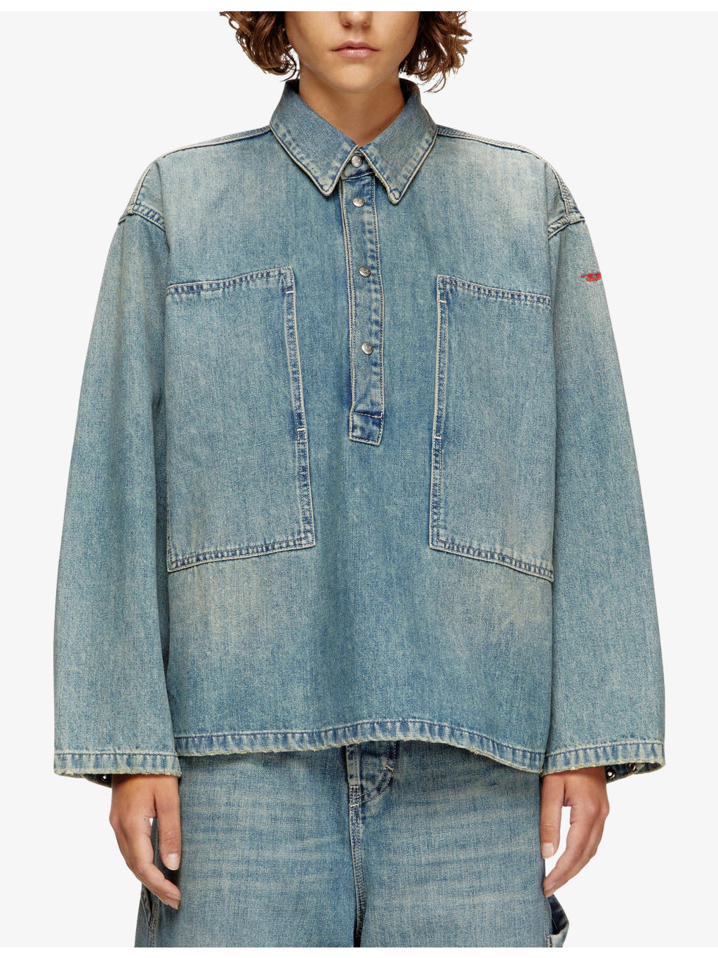 Relaxed-Fit Chest-Pocket Denim Shirt - 3